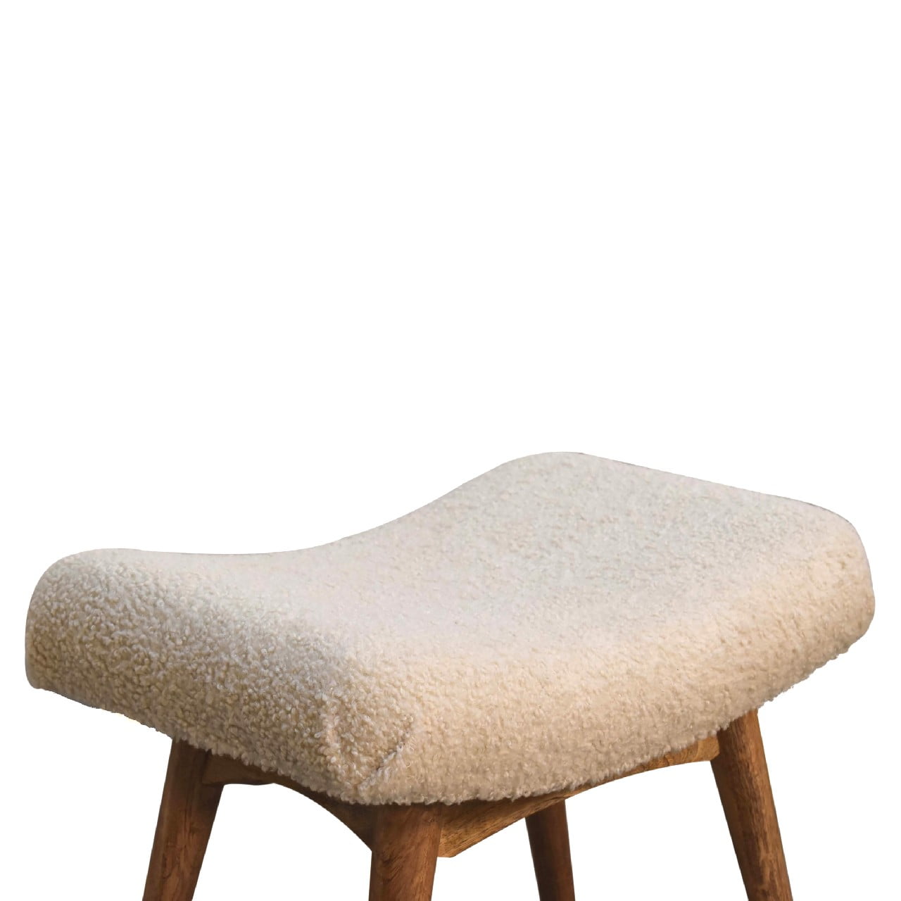Boucle Cream Curved Bench - Luxe Home Comforts