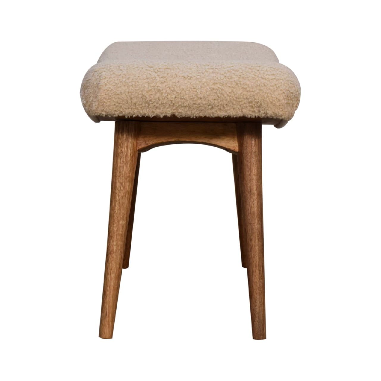 Boucle Cream Curved Bench - Luxe Home Comforts