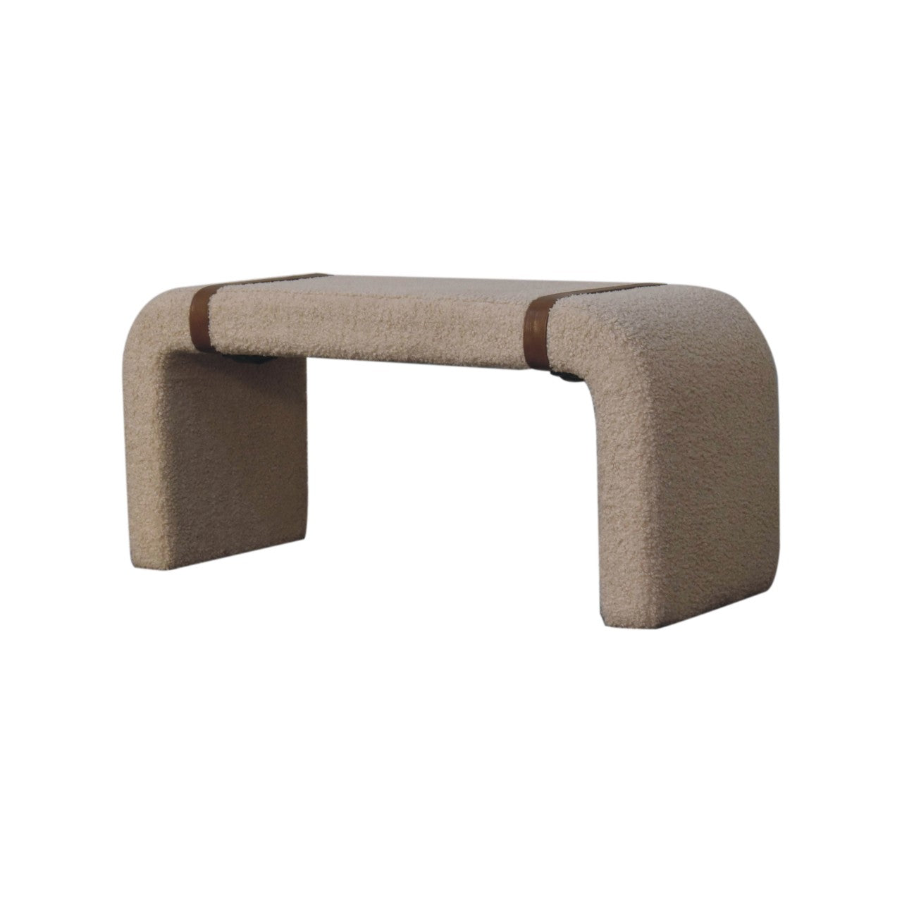 Boucle Leather Strap Bench - Luxe Home Comforts