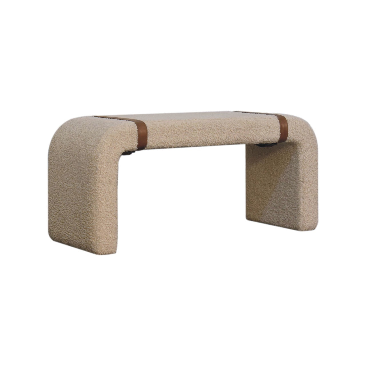 Boucle Leather Strap Bench - Luxe Home Comforts