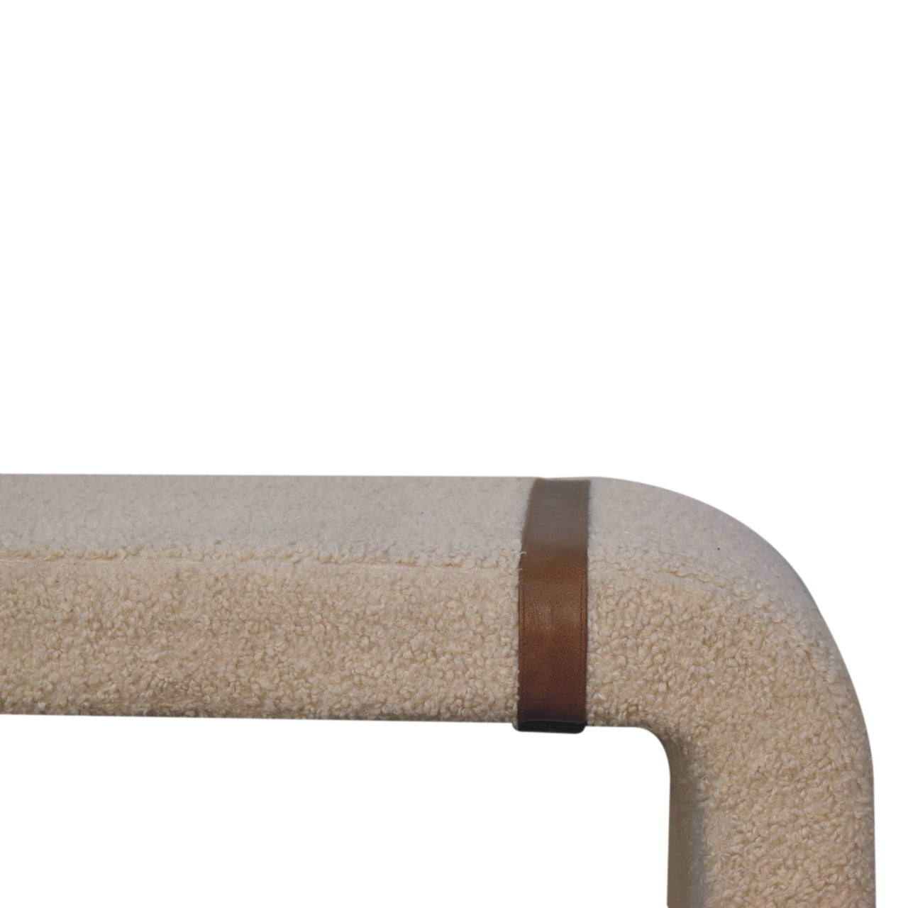 Boucle Leather Strap Bench - Luxe Home Comforts