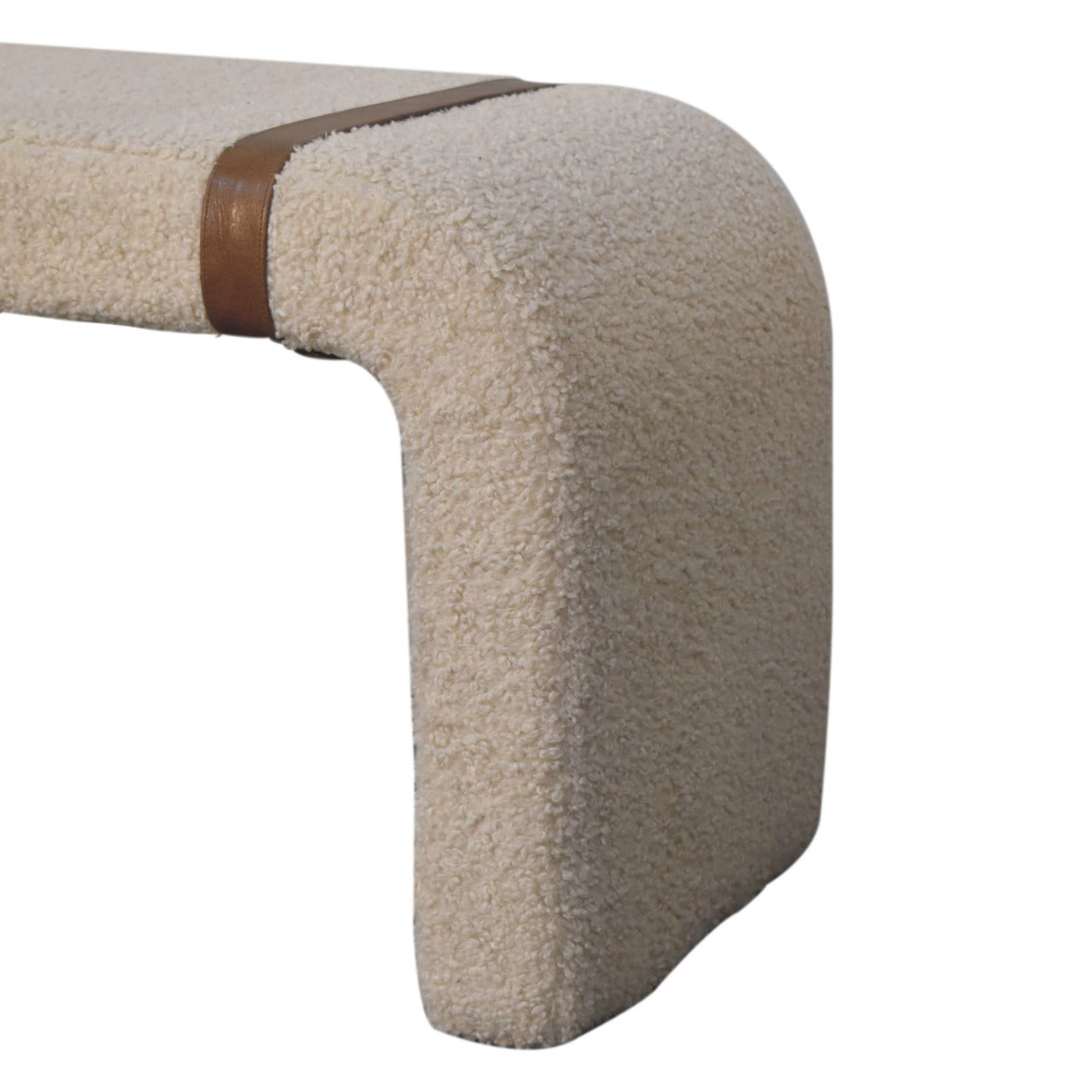 Boucle Leather Strap Bench - Luxe Home Comforts