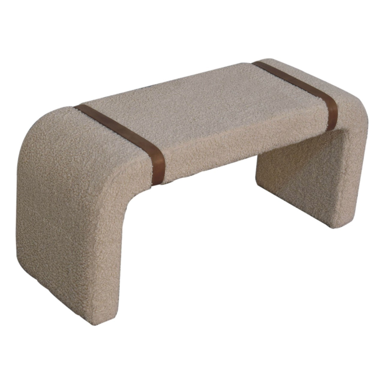 Boucle Leather Strap Bench - Luxe Home Comforts
