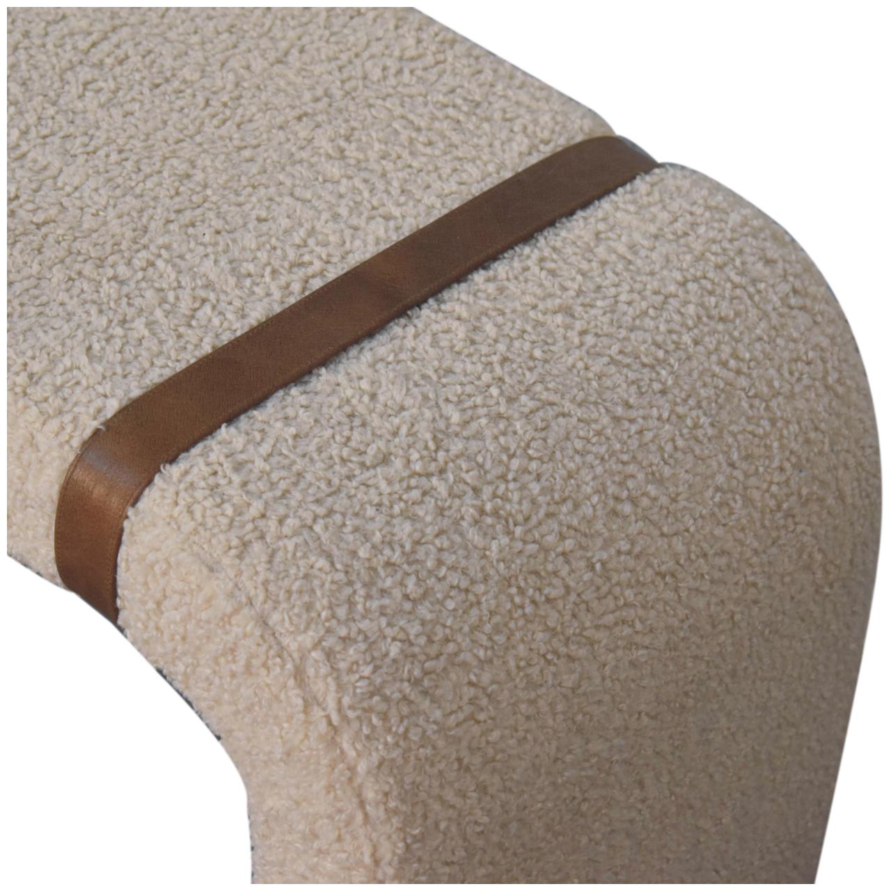 Boucle Leather Strap Bench - Luxe Home Comforts