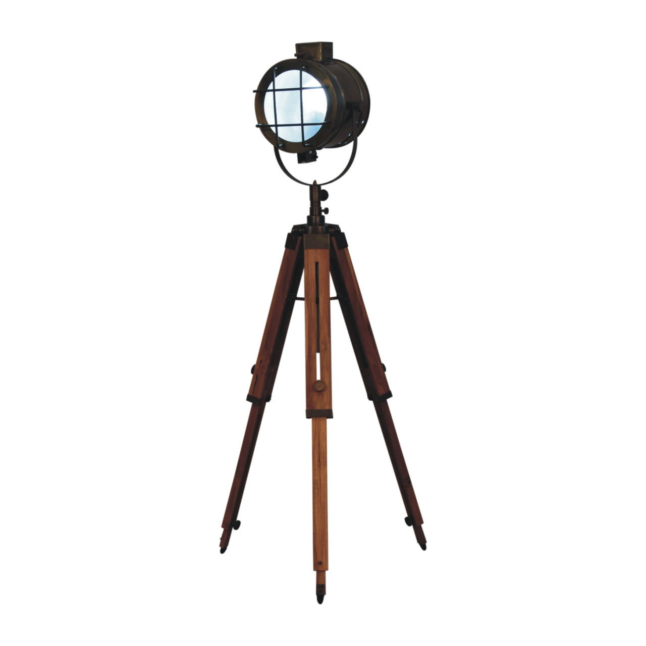 Caged Brass Spotlight Floor Lamp - Luxe Home Comforts