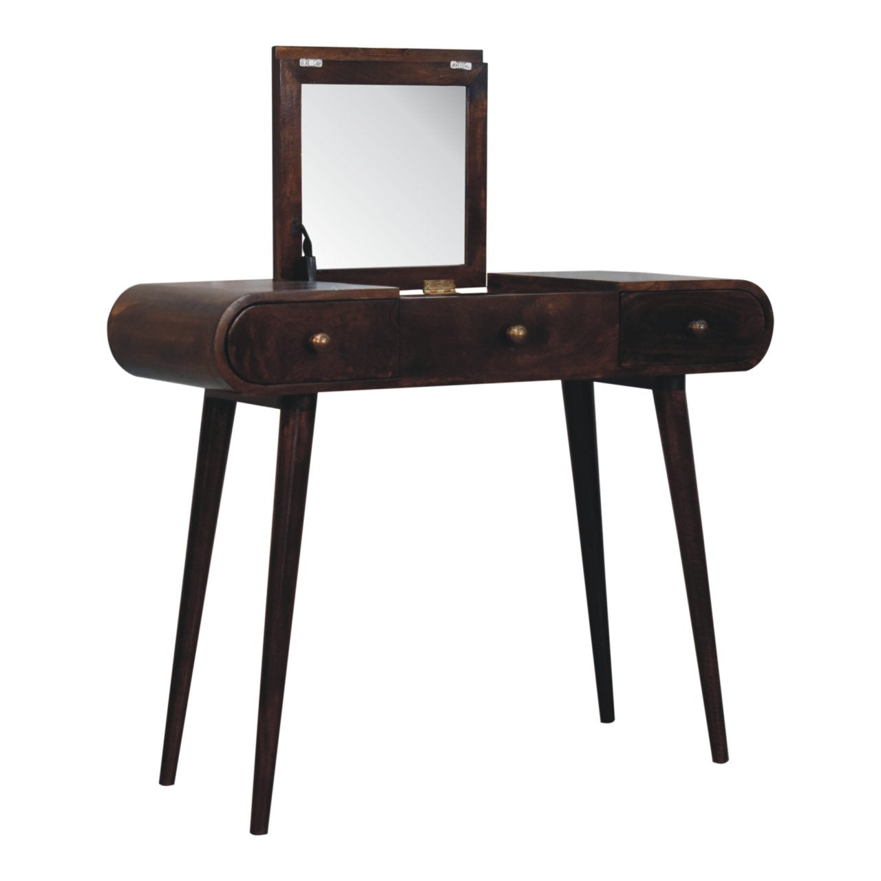 California Walnut Dressing Table with Foldable Mirror - Luxe Home Comforts