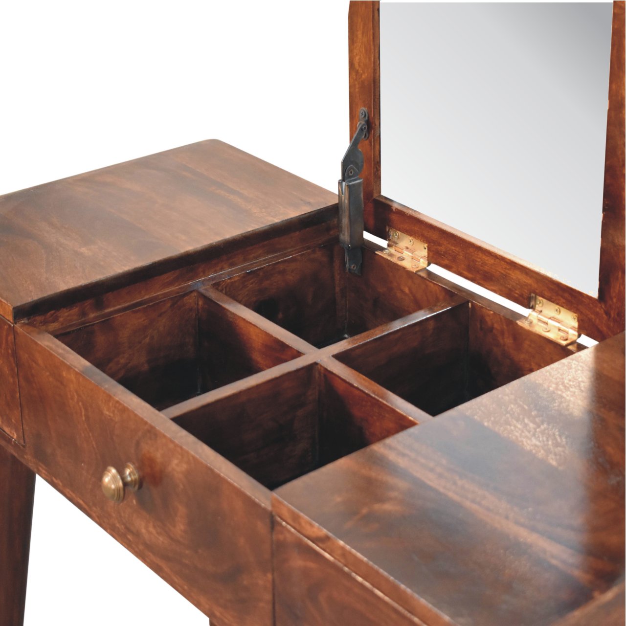 California Walnut Dressing Table with Foldable Mirror - Luxe Home Comforts