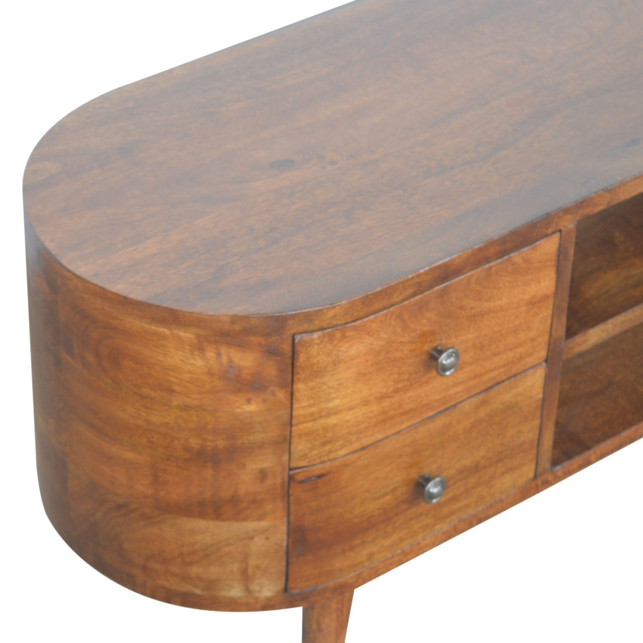 Chestnut Rounded Entertainment Unit - Luxe Home Comforts