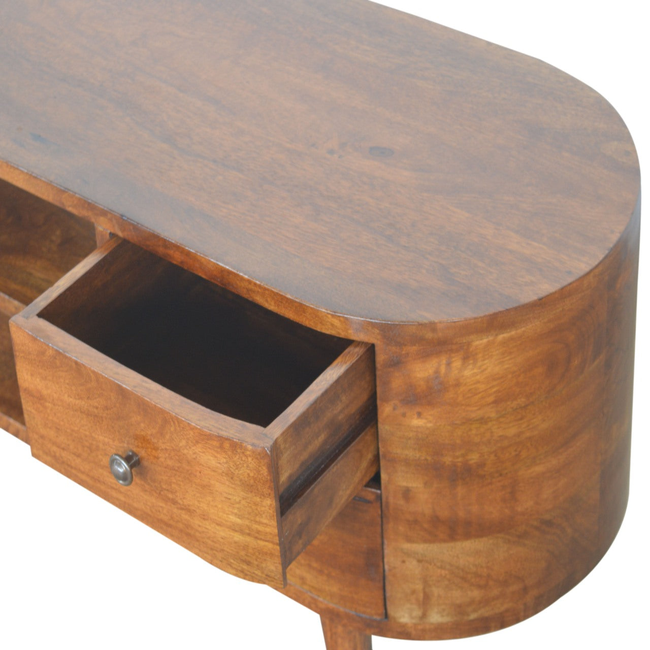 Chestnut Rounded Entertainment Unit - Luxe Home Comforts
