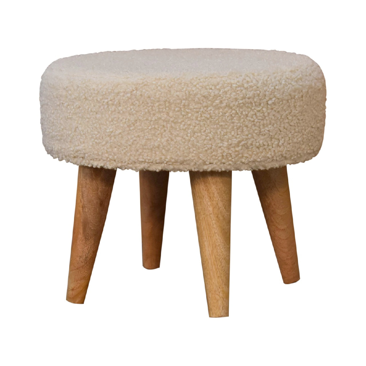 Cream Boucle Petite Footstool - Luxe Home Comforts