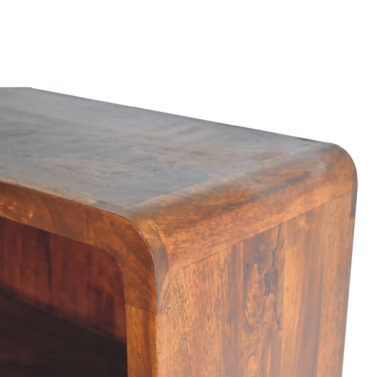 Curved Chestnut Bookcase - Luxe Home Comforts
