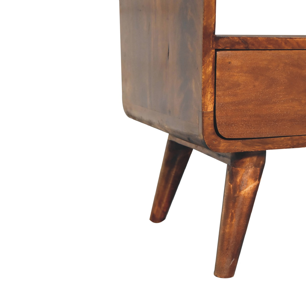 Curved Chestnut Low Bookcase - Luxe Home Comforts