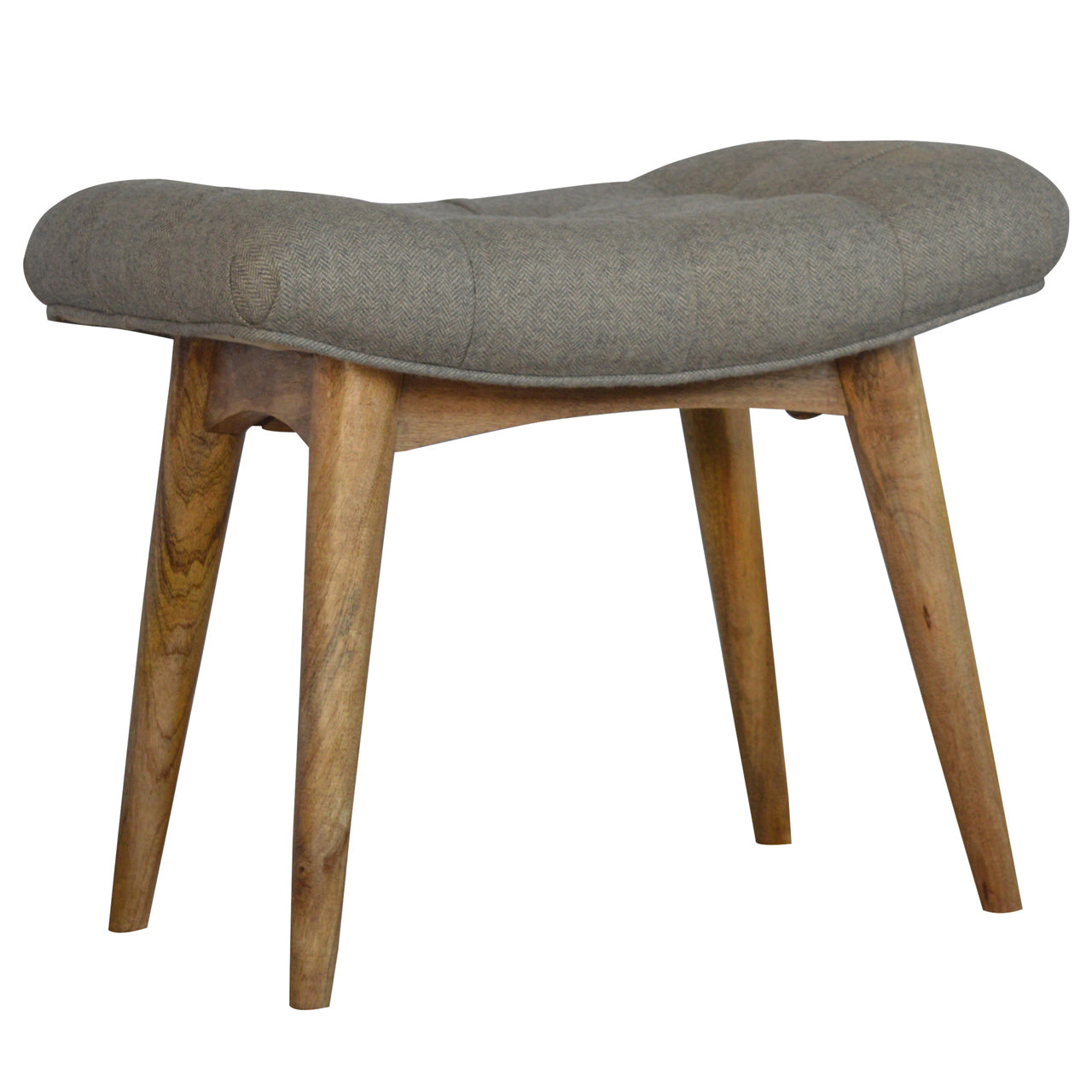 Curved Grey Tweed Bench - Luxe Home Comforts