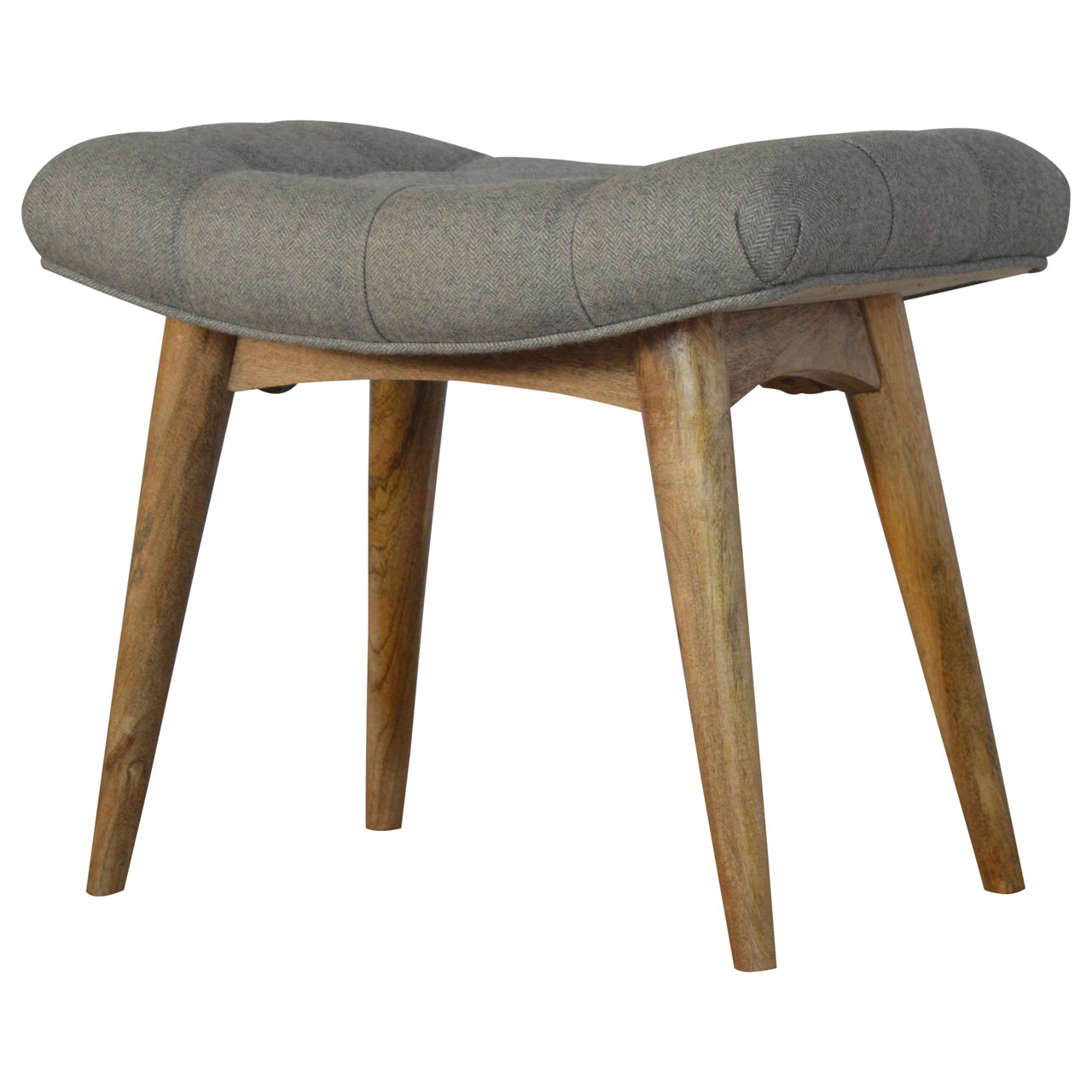 Curved Grey Tweed Bench - Luxe Home Comforts