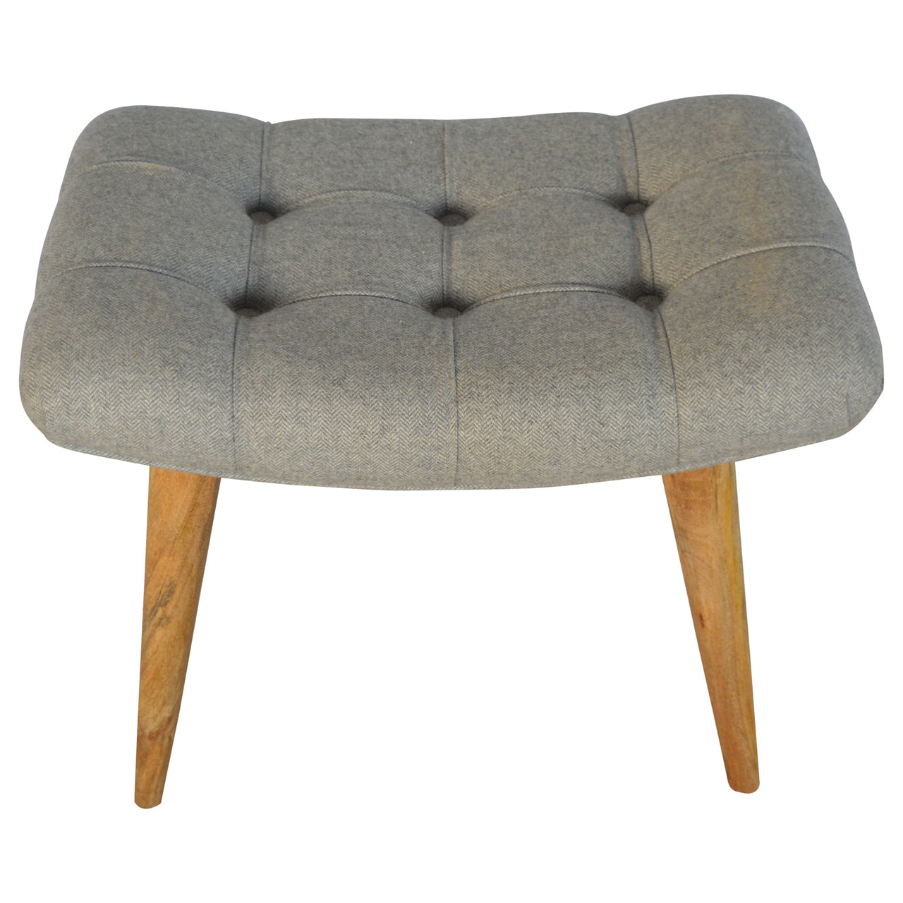 Curved Grey Tweed Bench - Luxe Home Comforts