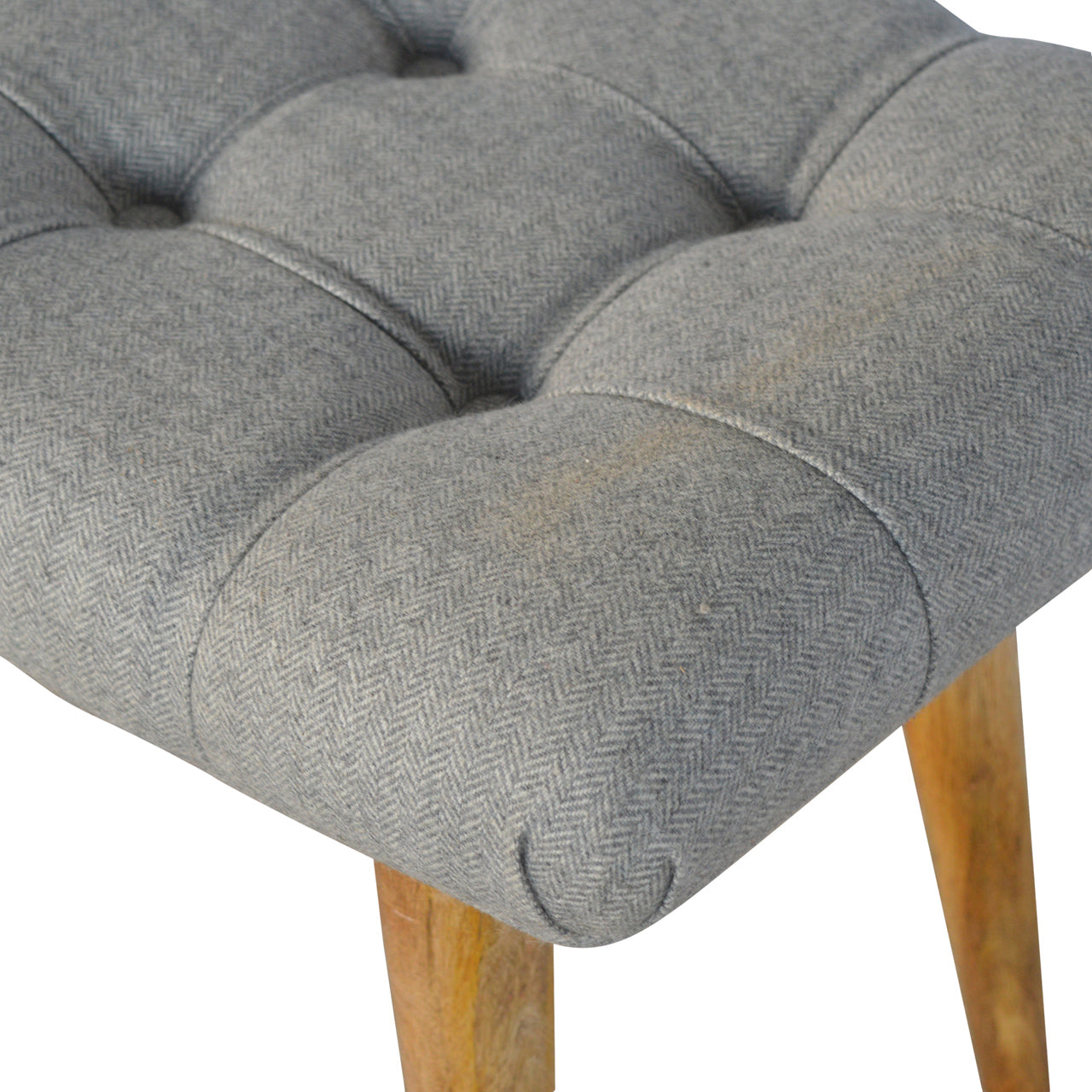 Curved Grey Tweed Bench - Luxe Home Comforts