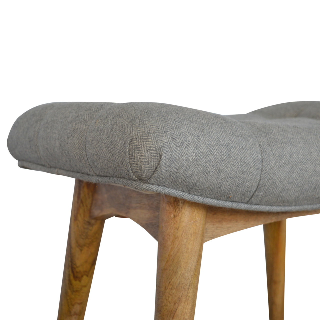 Curved Grey Tweed Bench - Luxe Home Comforts