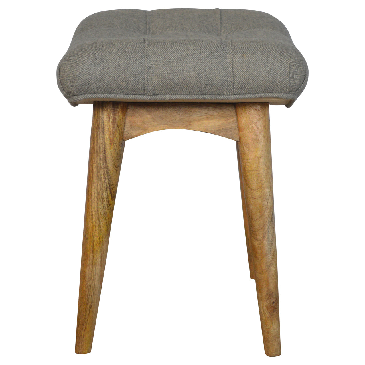 Curved Grey Tweed Bench - Luxe Home Comforts