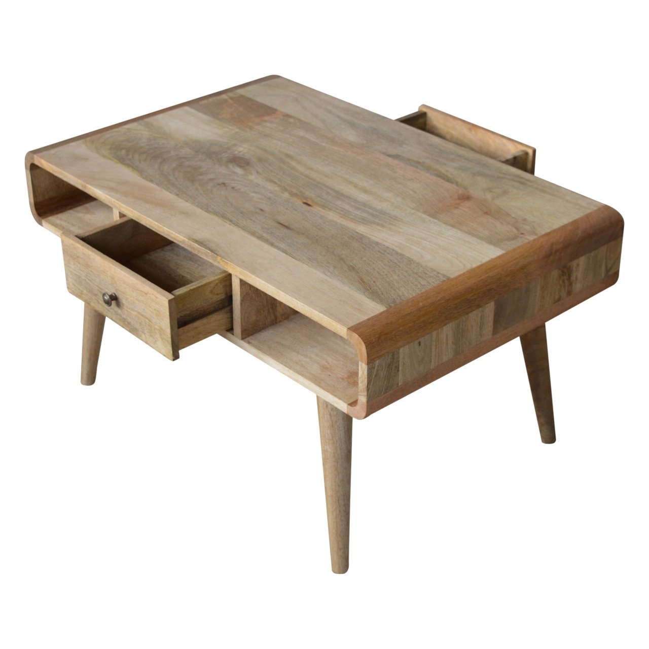 Curved Oak-ish Coffee Table - Luxe Home Comforts