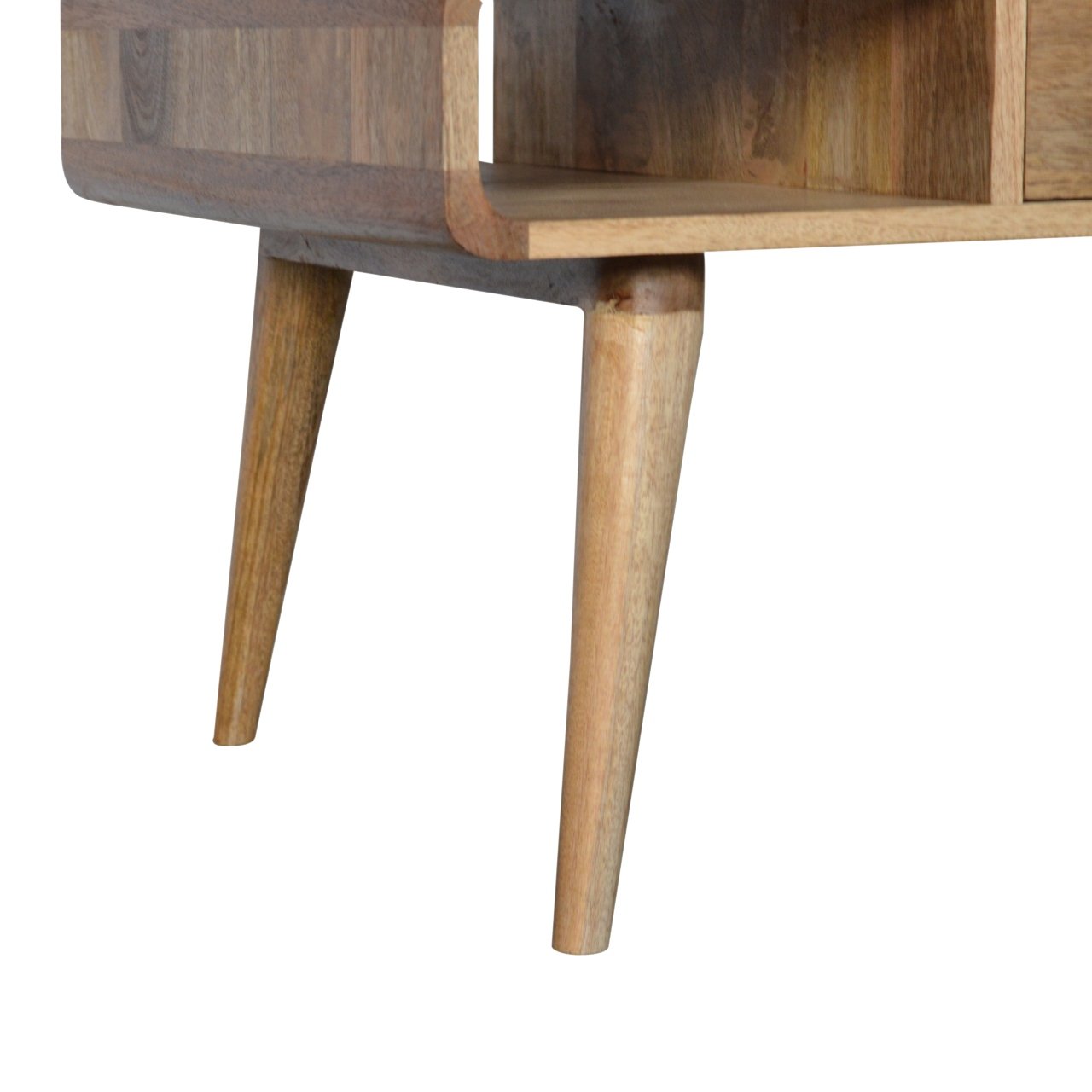 Curved Oak-ish Coffee Table - Luxe Home Comforts