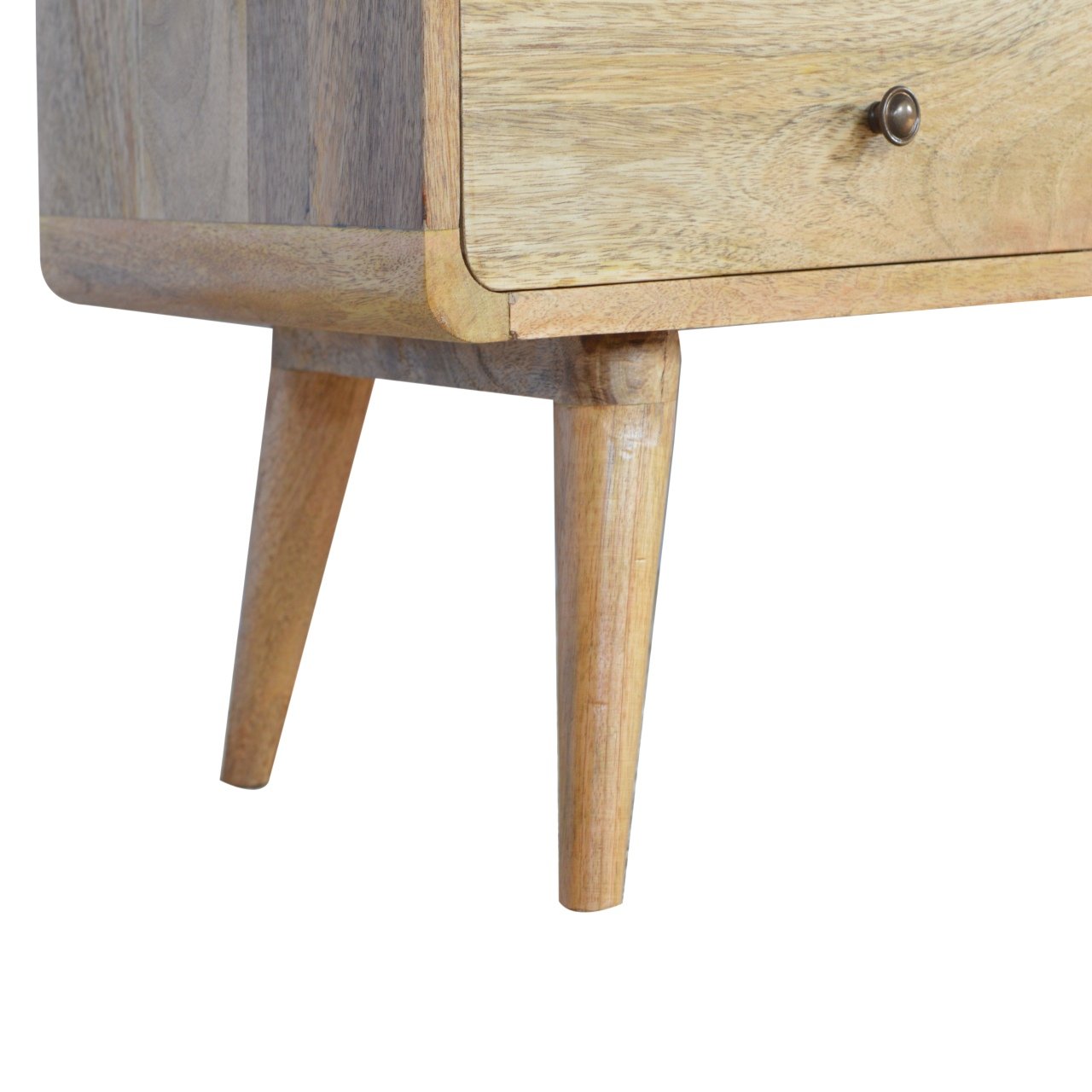 Curved Oak-ish Media Unit - Luxe Home Comforts
