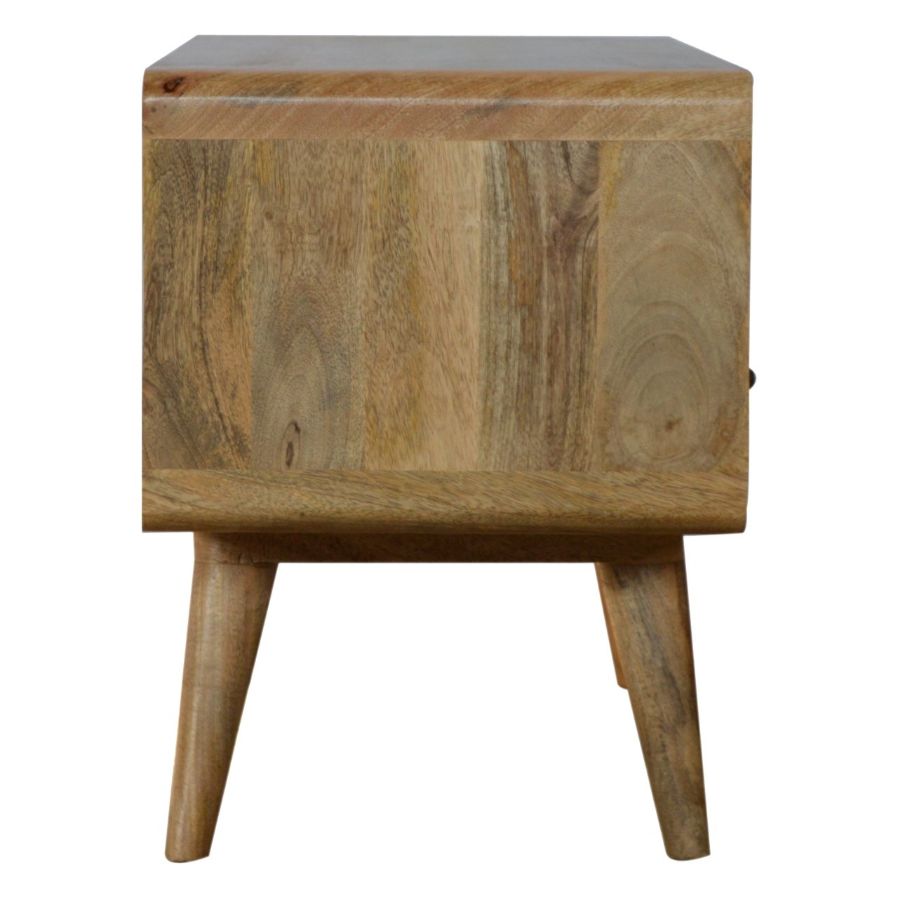 Curved Oak-ish Media Unit - Luxe Home Comforts