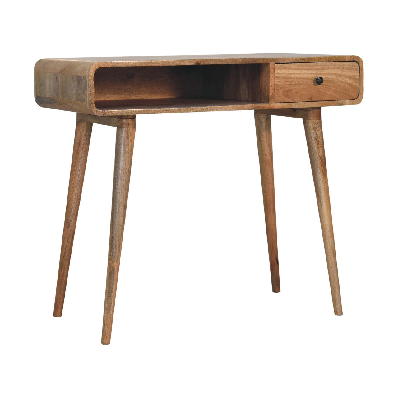 Curved Oak-ish Writing Desk - Luxe Home Comforts