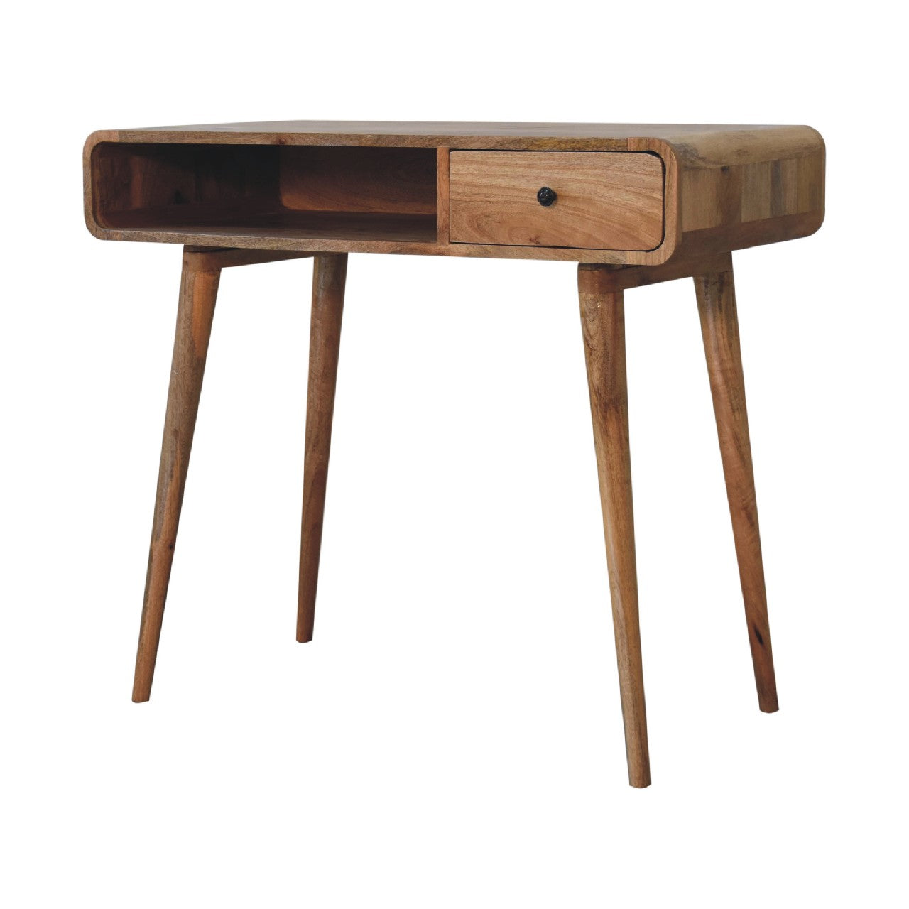 Curved Oak-ish Writing Desk - Luxe Home Comforts