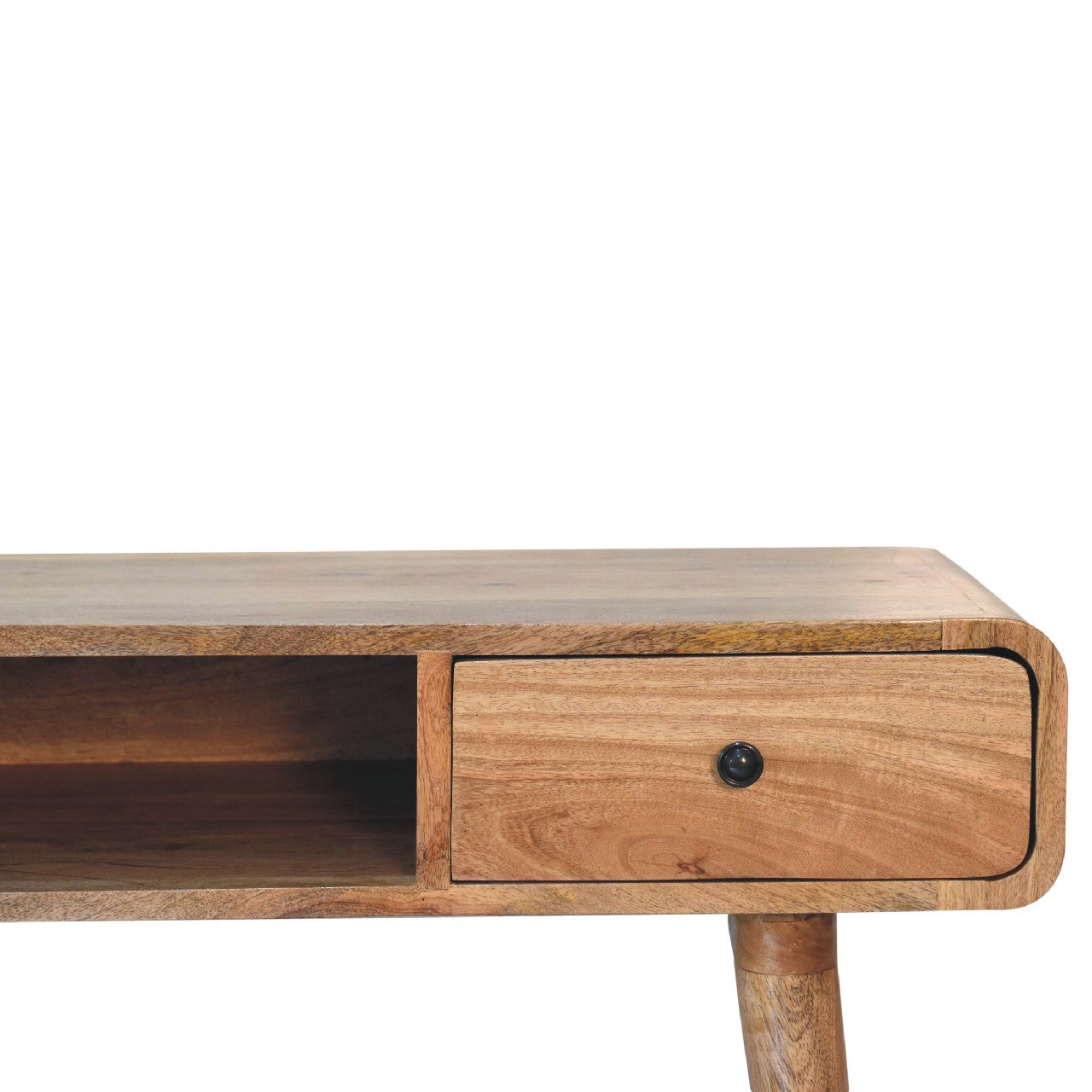 Curved Oak-ish Writing Desk - Luxe Home Comforts