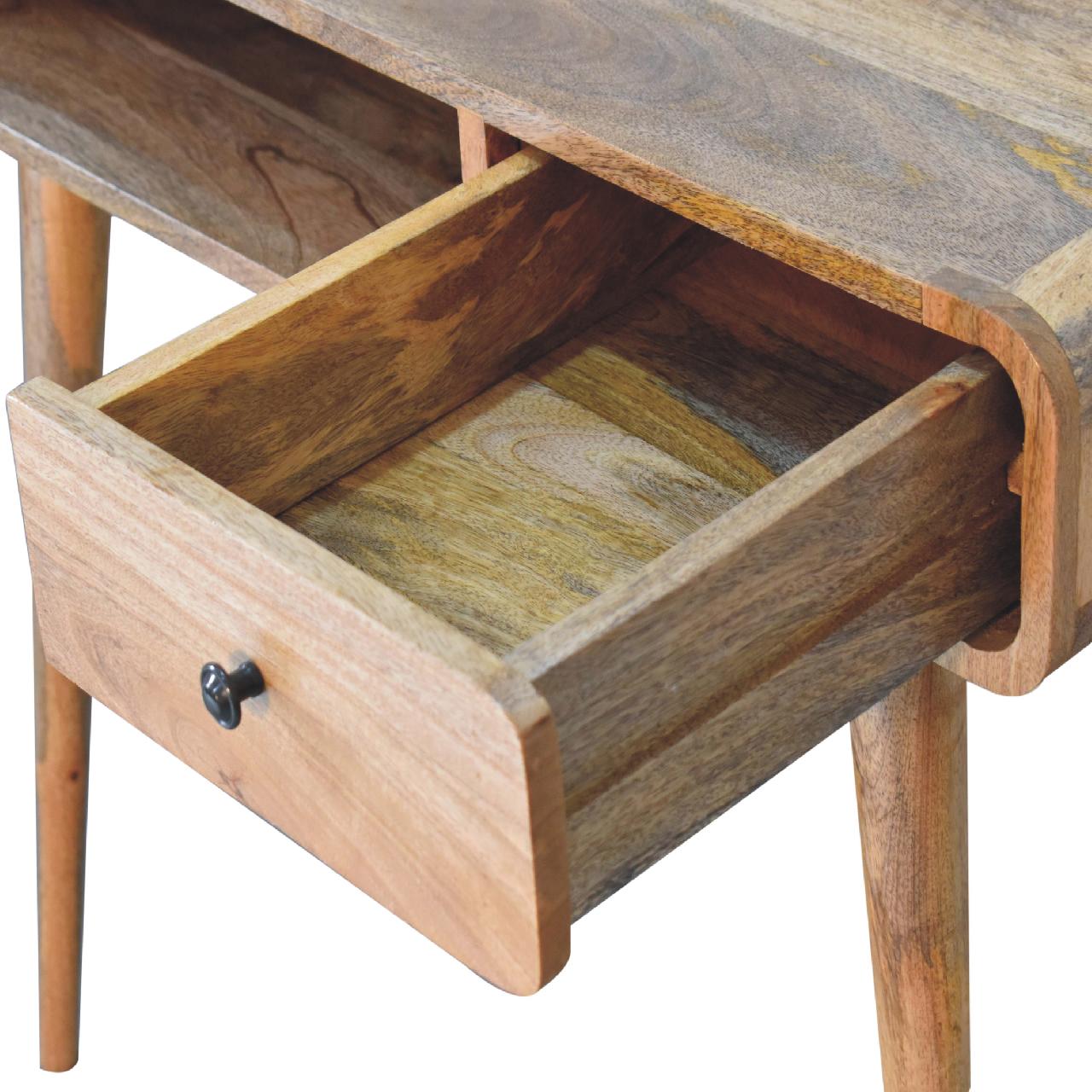 Curved Oak-ish Writing Desk - Luxe Home Comforts