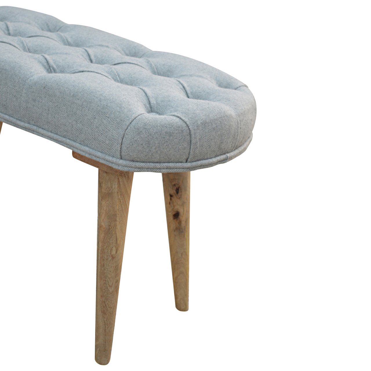 Deep Button Grey Tweed Bench - Luxe Home Comforts
