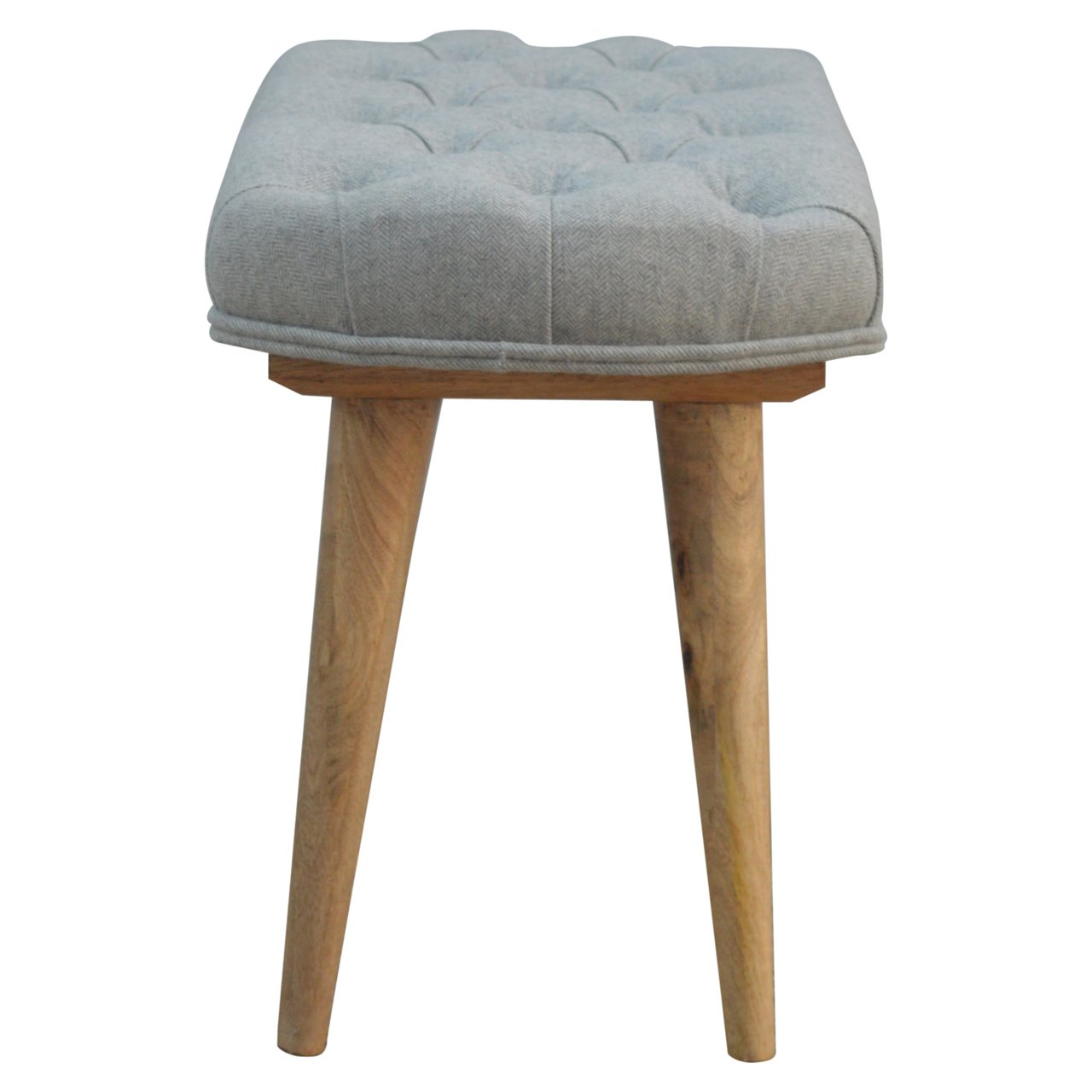 Deep Button Grey Tweed Bench - Luxe Home Comforts