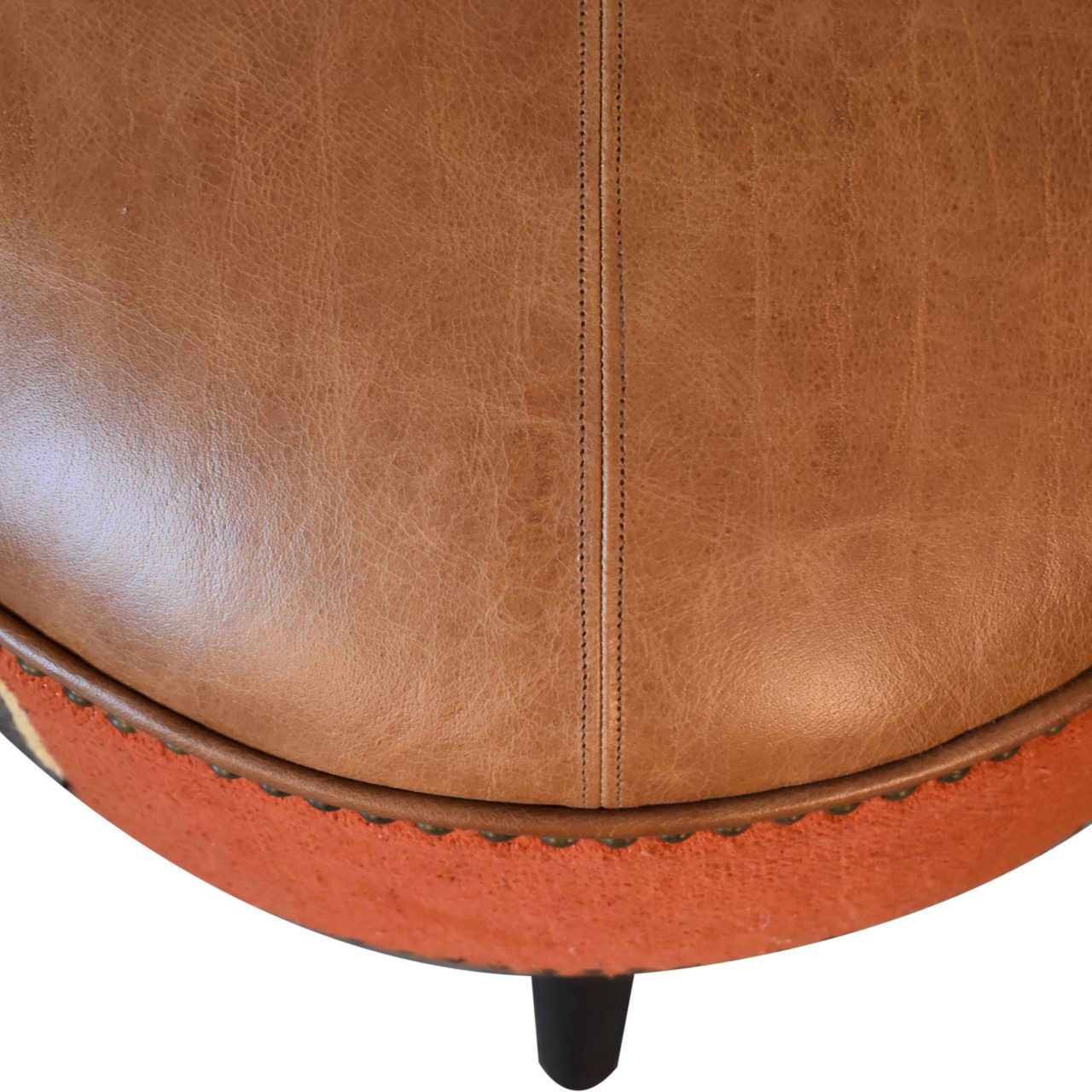 Durrie & Leather Mixed Footstool - Luxe Home Comforts