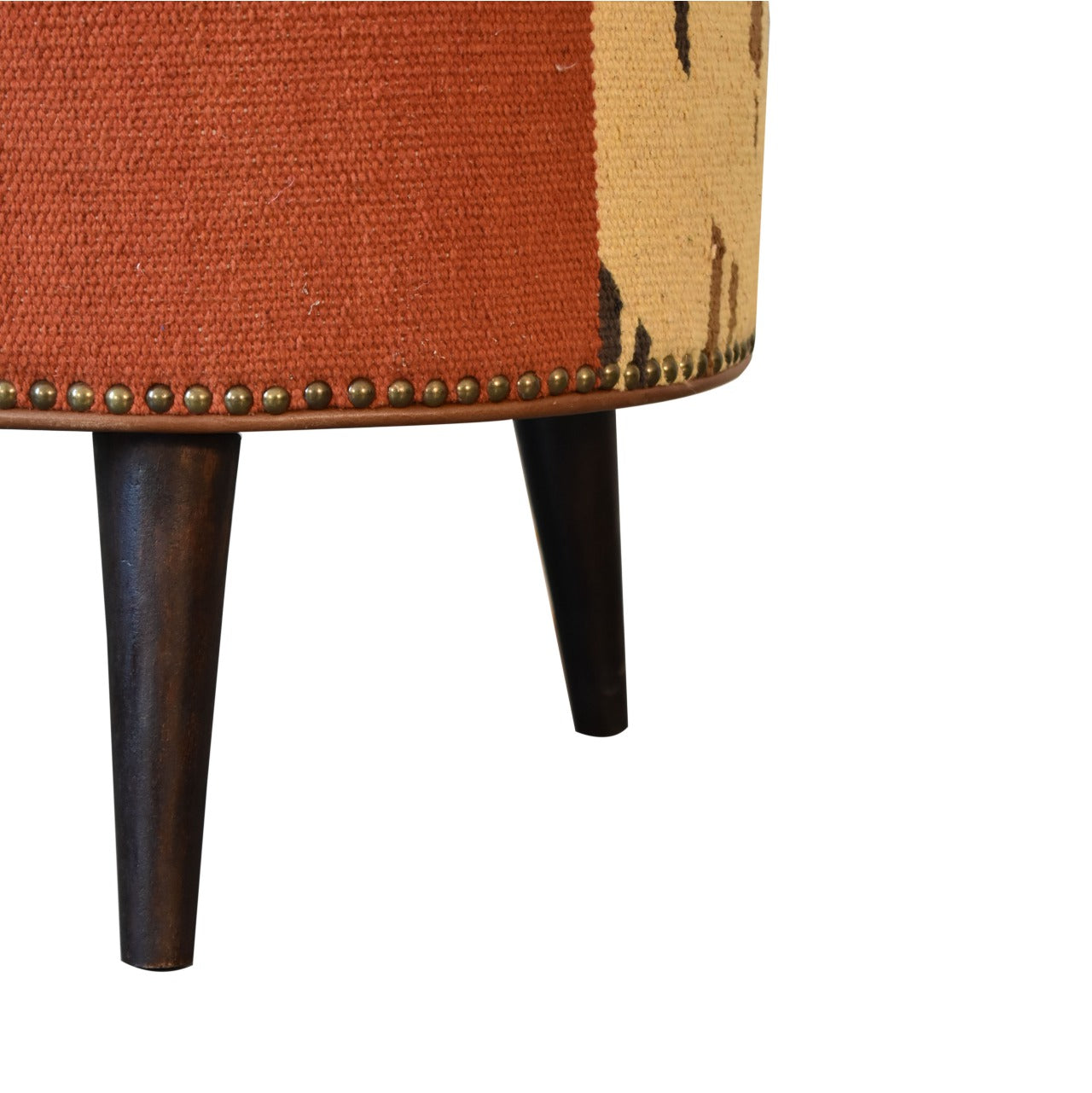 Durrie & Leather Mixed Footstool - Luxe Home Comforts
