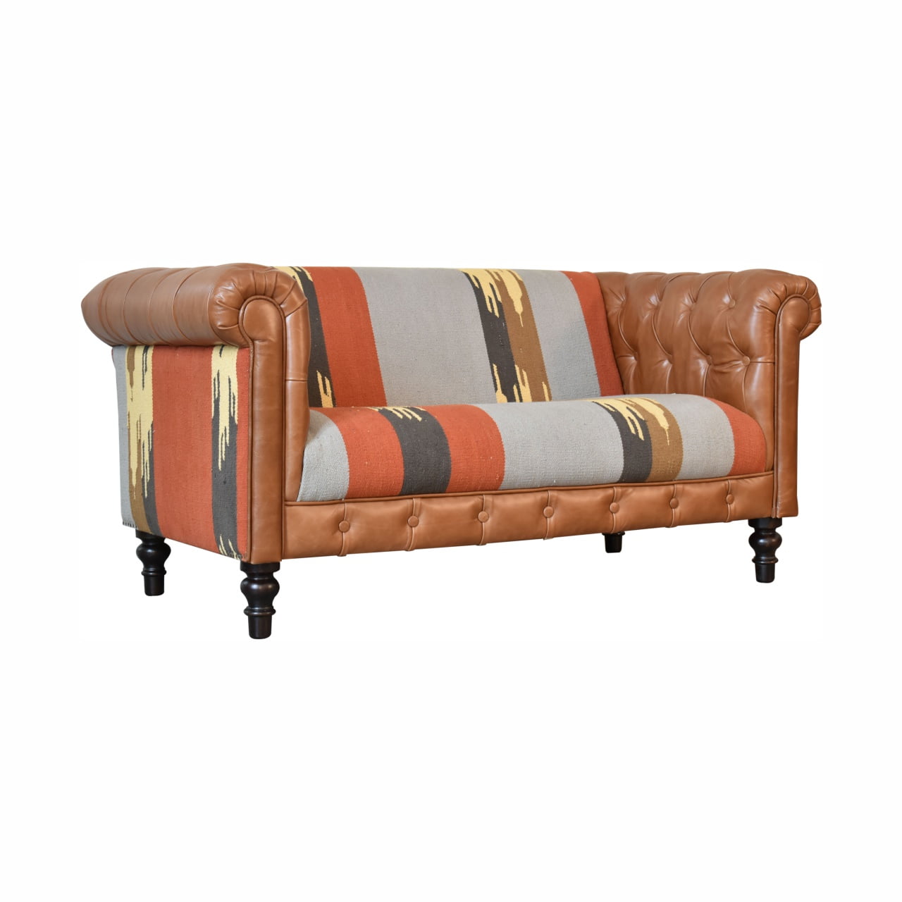 Durrie & Leather Mixed Sofa - Luxe Home Comforts