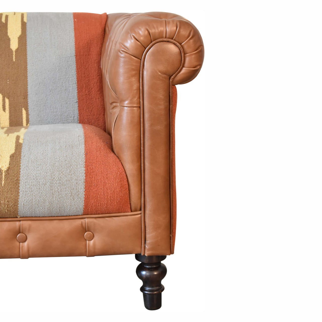 Durrie & Leather Mixed Sofa - Luxe Home Comforts