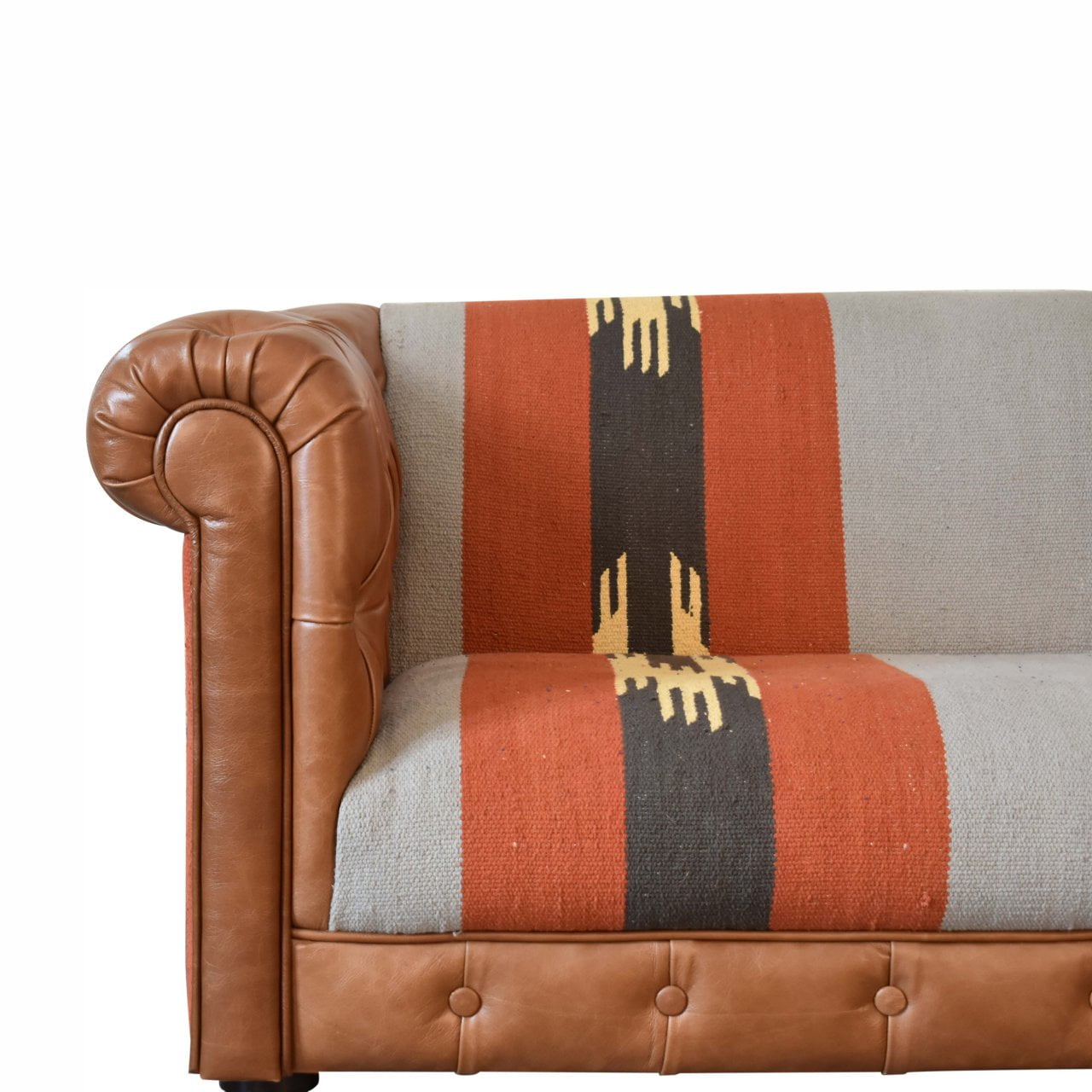 Durrie & Leather Mixed Sofa - Luxe Home Comforts