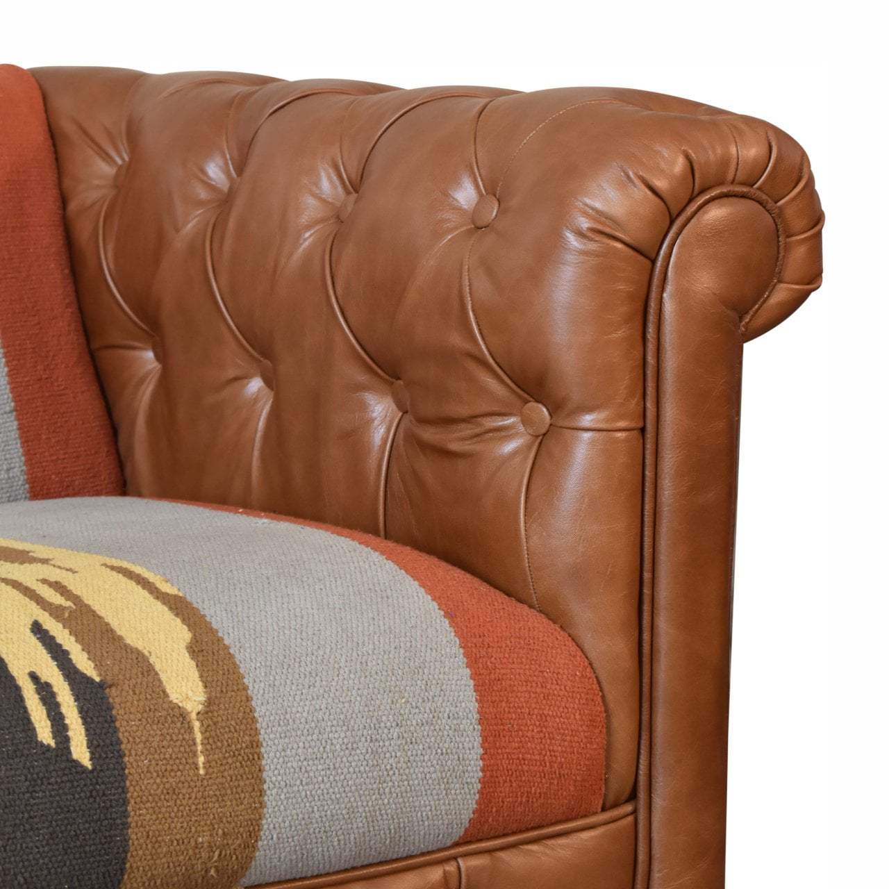 Durrie & Leather Mixed Sofa - Luxe Home Comforts