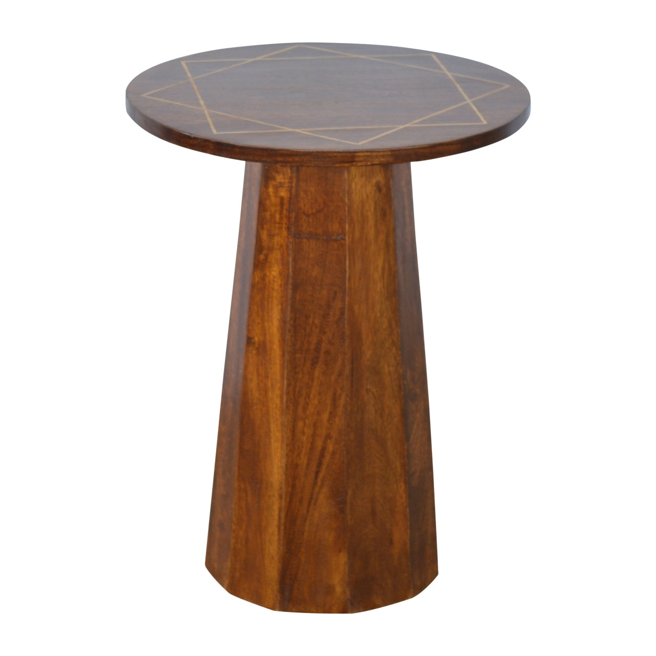 Geometric Brass Inlay End Table - Luxe Home Comforts