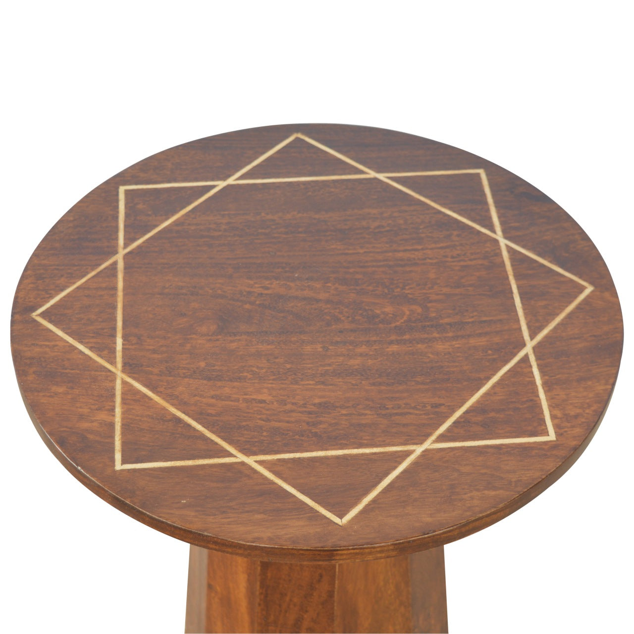 Geometric Brass Inlay End Table - Luxe Home Comforts