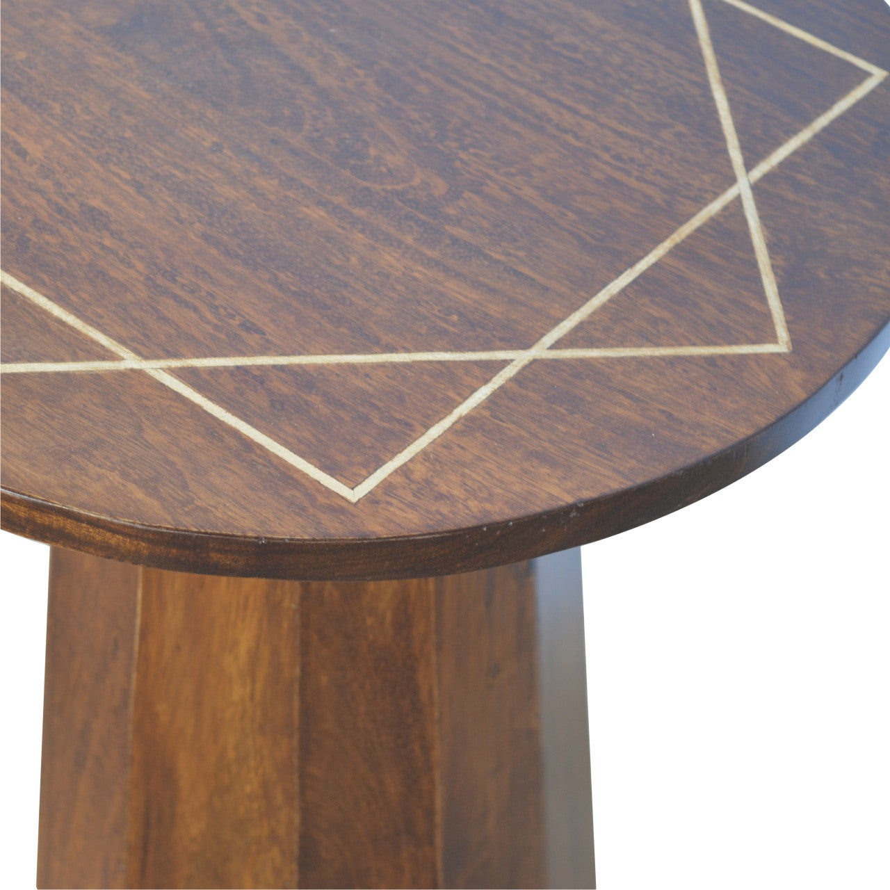 Geometric Brass Inlay End Table - Luxe Home Comforts