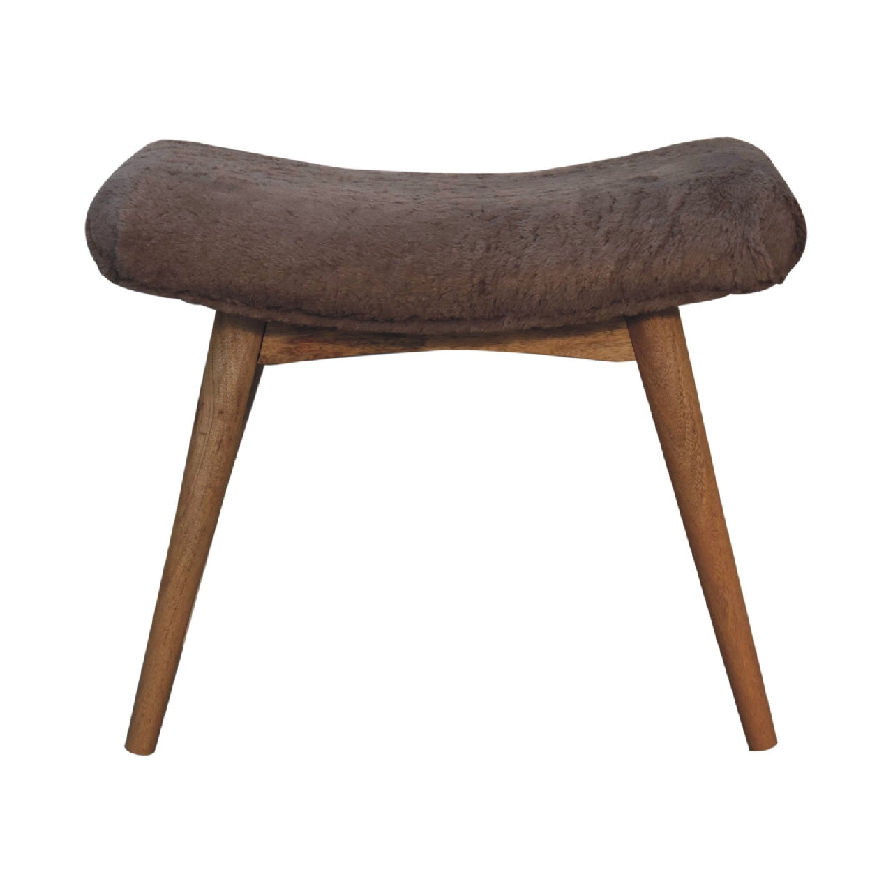 Mocha Faux Fur Curved Bench - Luxe Home Comforts