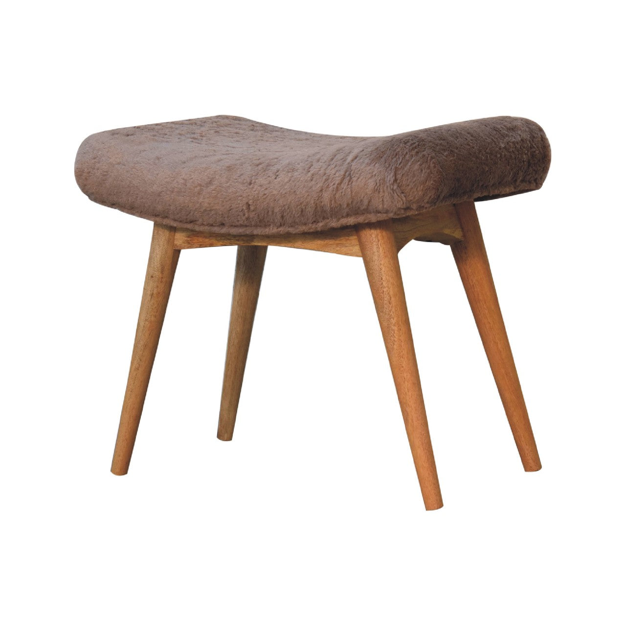Mocha Faux Fur Curved Bench - Luxe Home Comforts