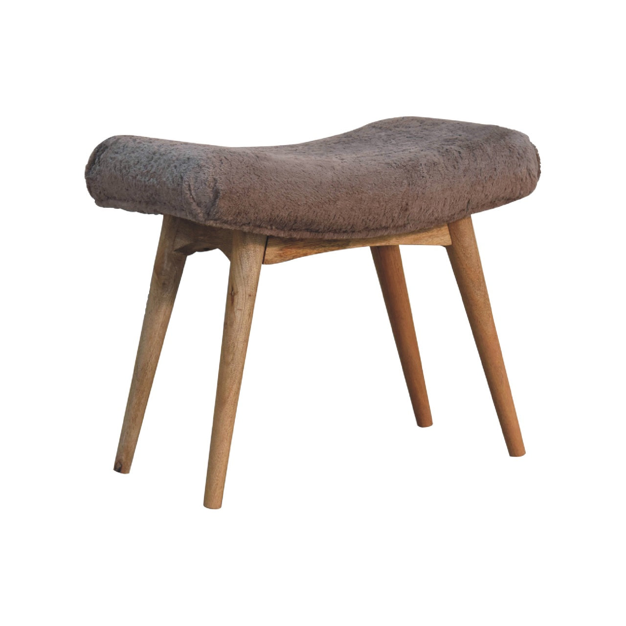 Mocha Faux Fur Curved Bench - Luxe Home Comforts