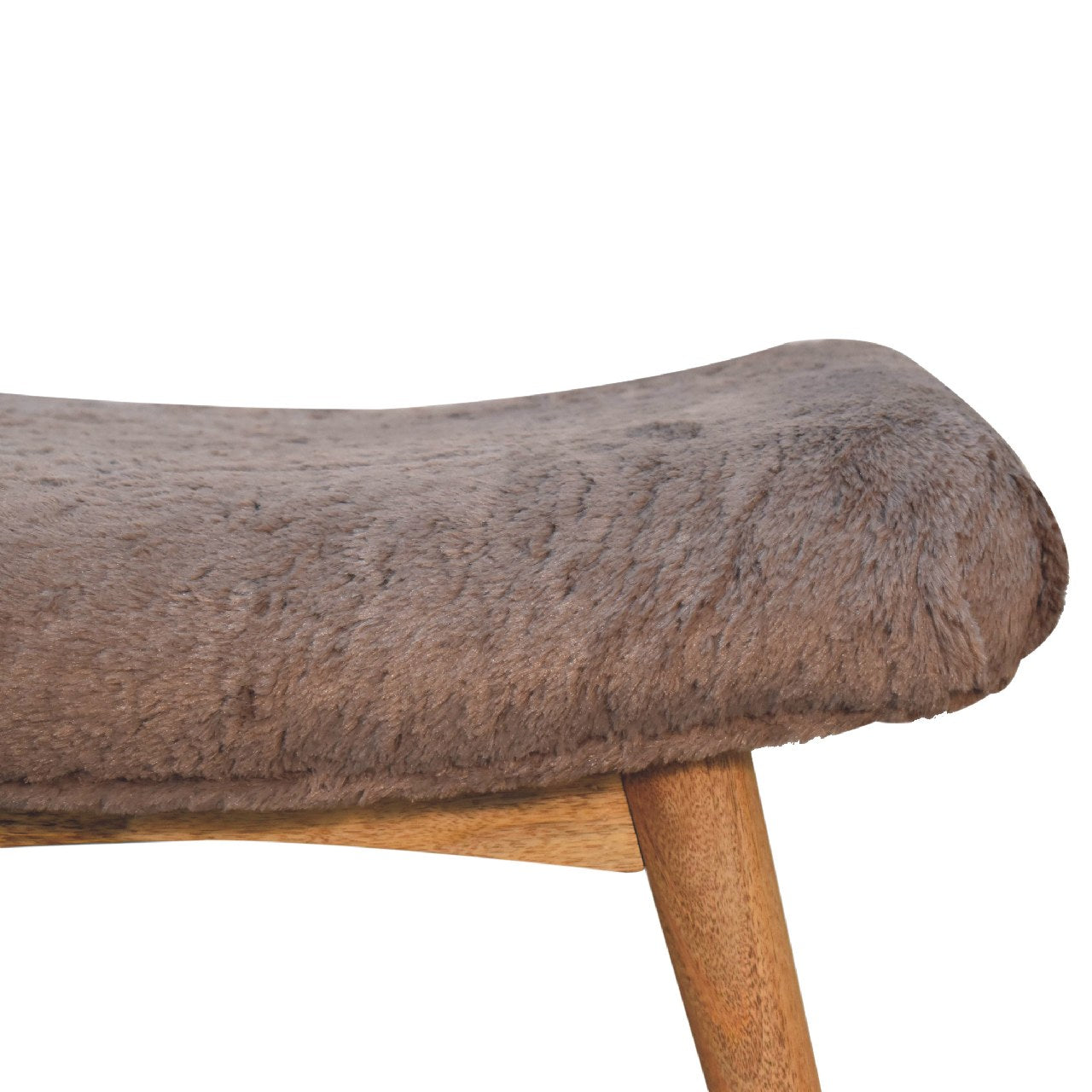 Mocha Faux Fur Curved Bench - Luxe Home Comforts