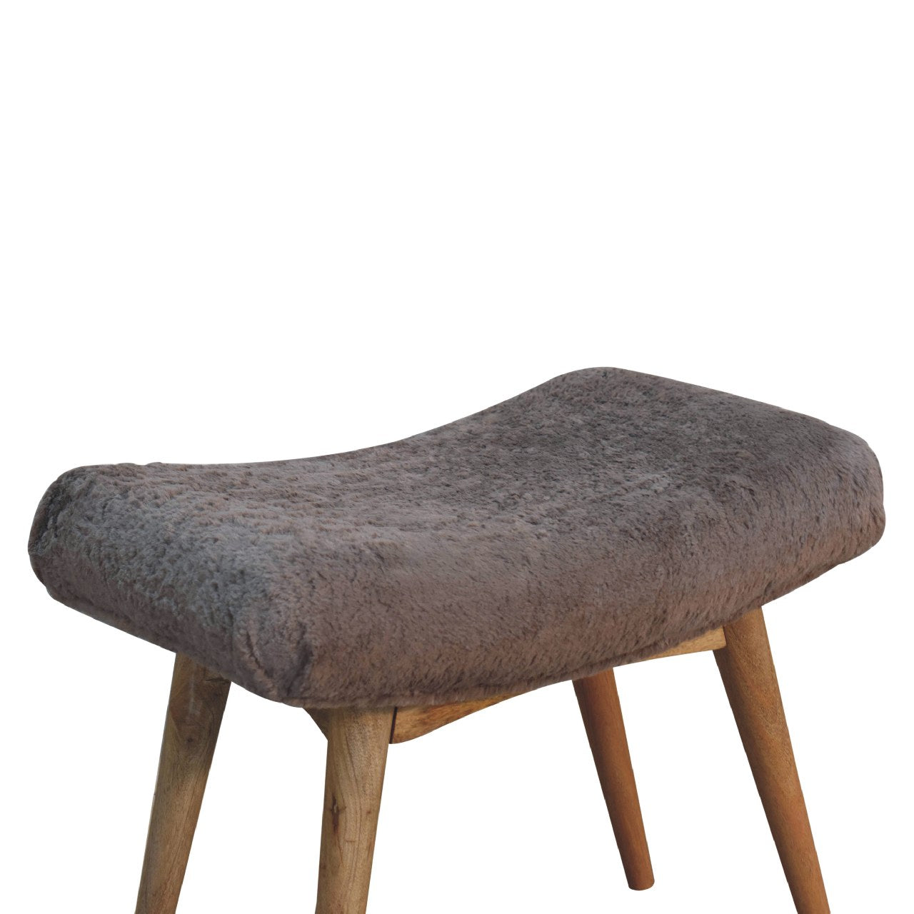 Mocha Faux Fur Curved Bench - Luxe Home Comforts