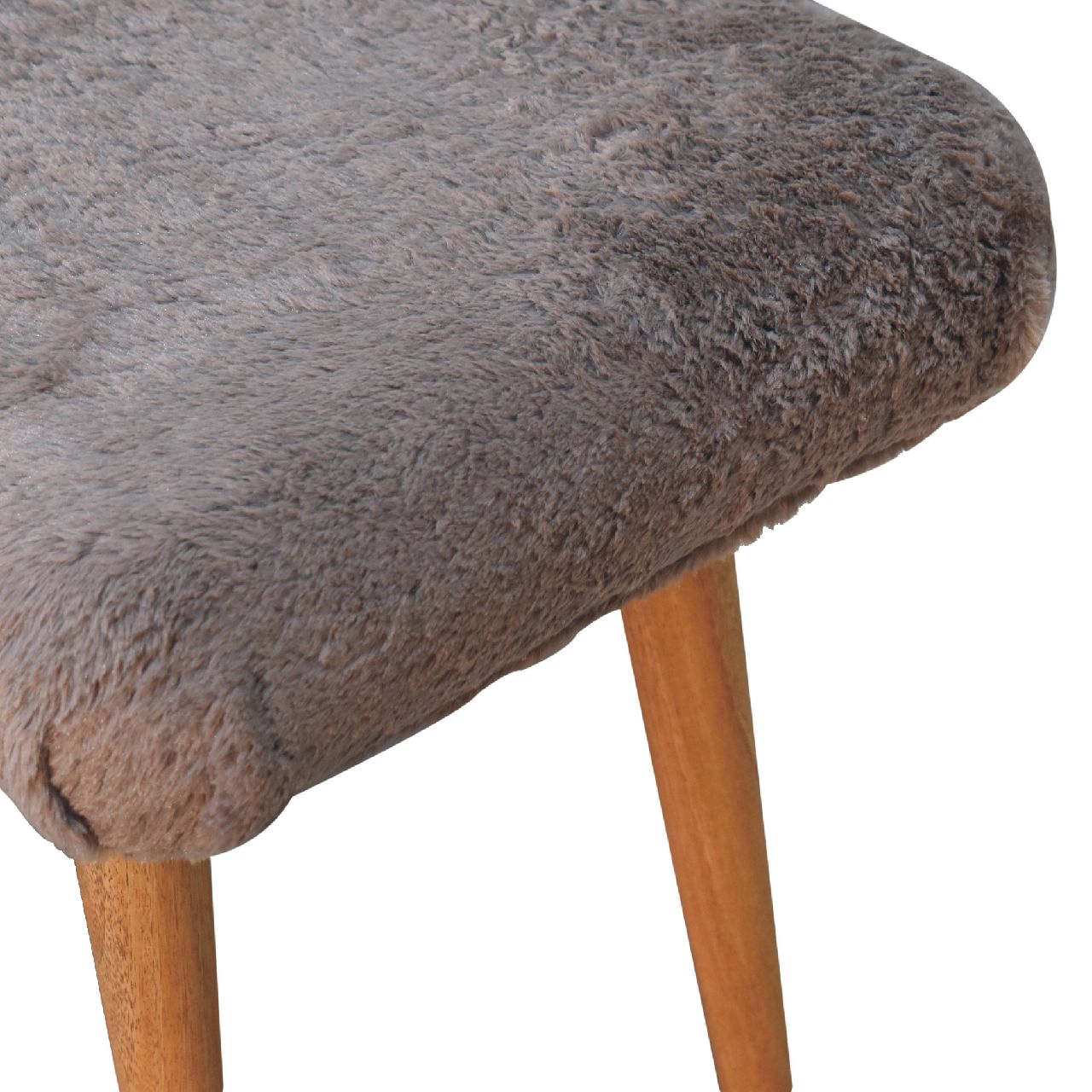 Mocha Faux Fur Curved Bench - Luxe Home Comforts