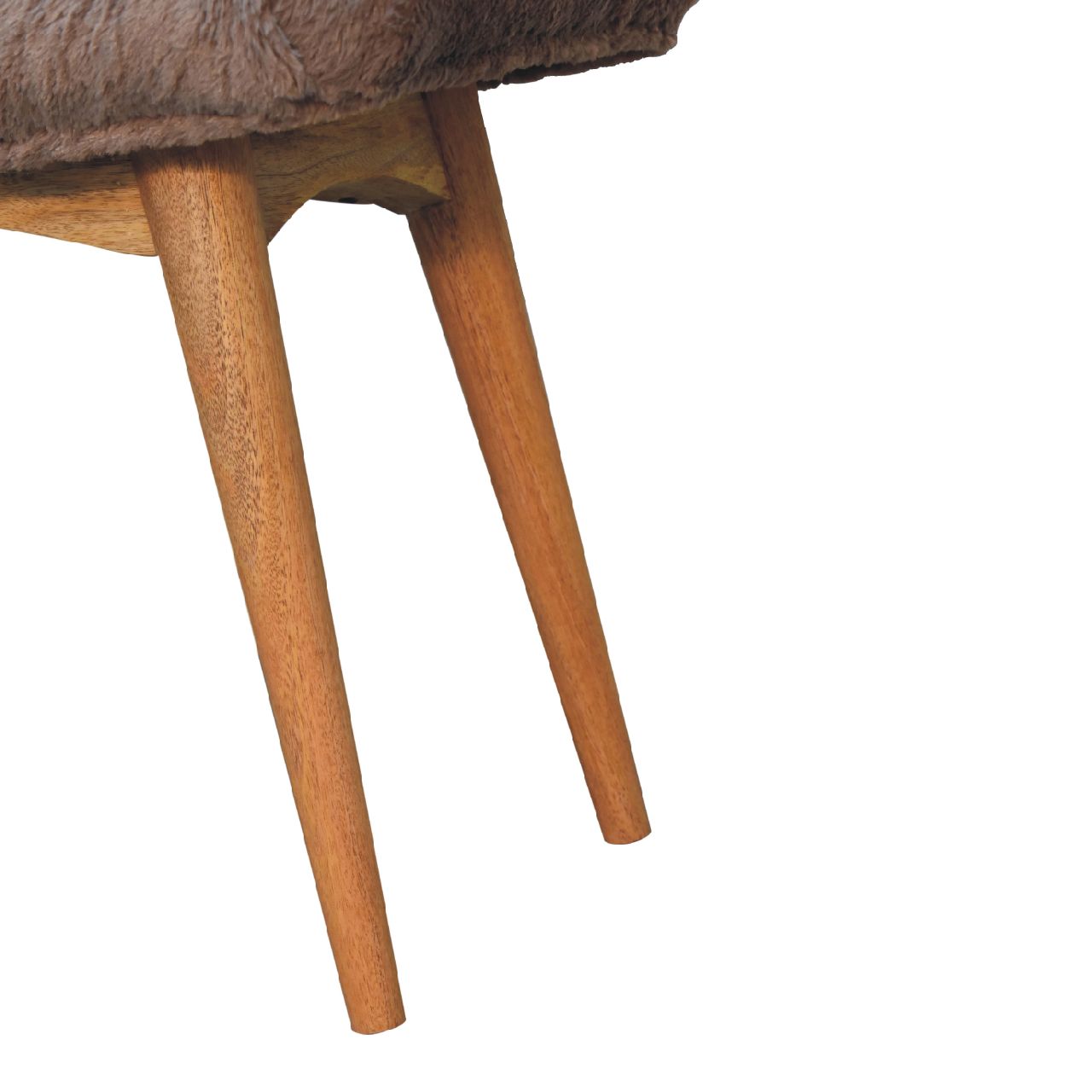 Mocha Faux Fur Curved Bench - Luxe Home Comforts