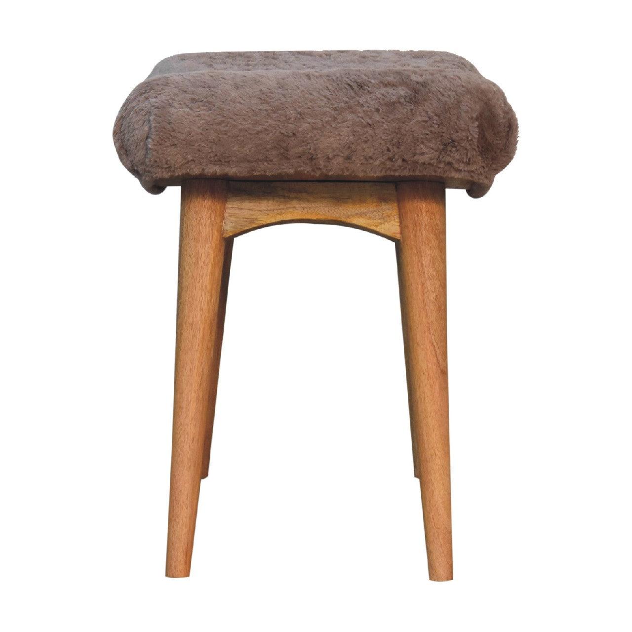 Mocha Faux Fur Curved Bench - Luxe Home Comforts