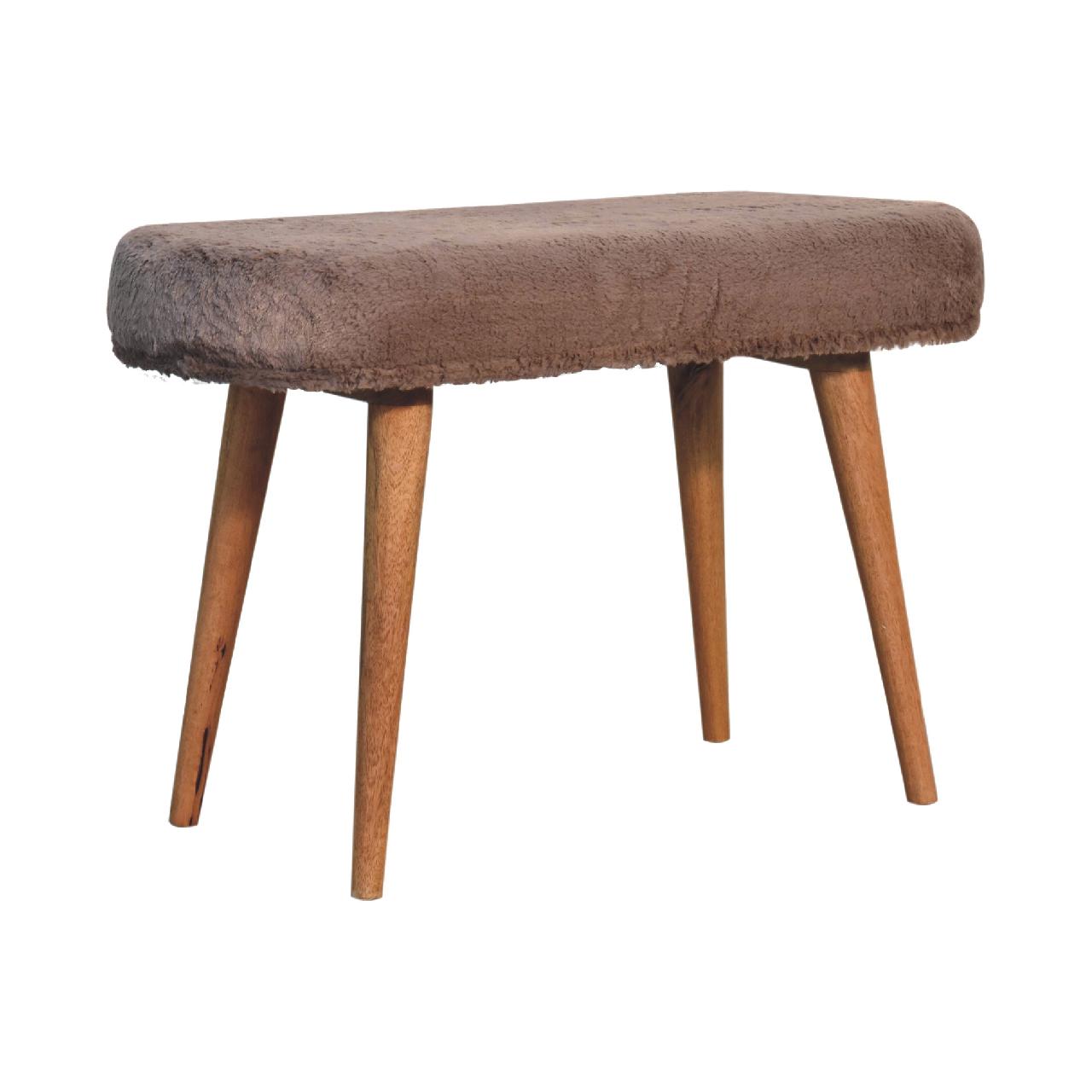 Mocha Faux Fur Fabric Bench - Luxe Home Comforts